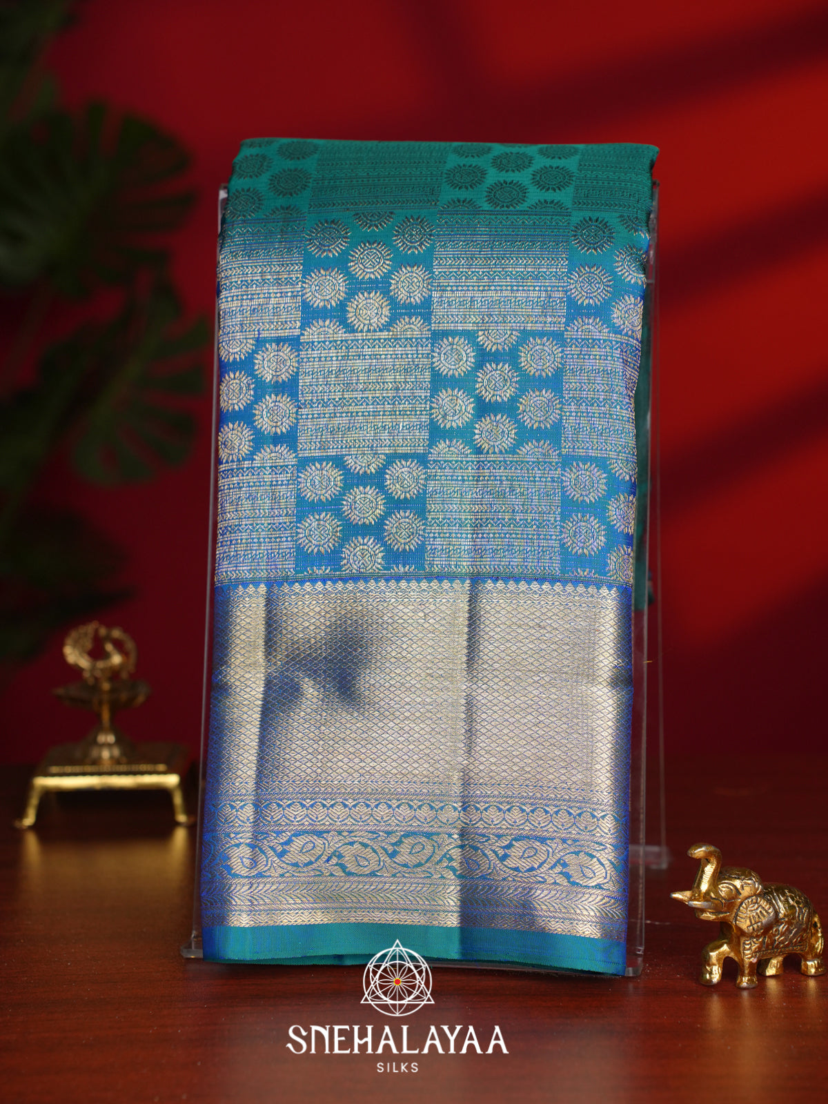 Peacock Blue Kanjivaram Silk Saree