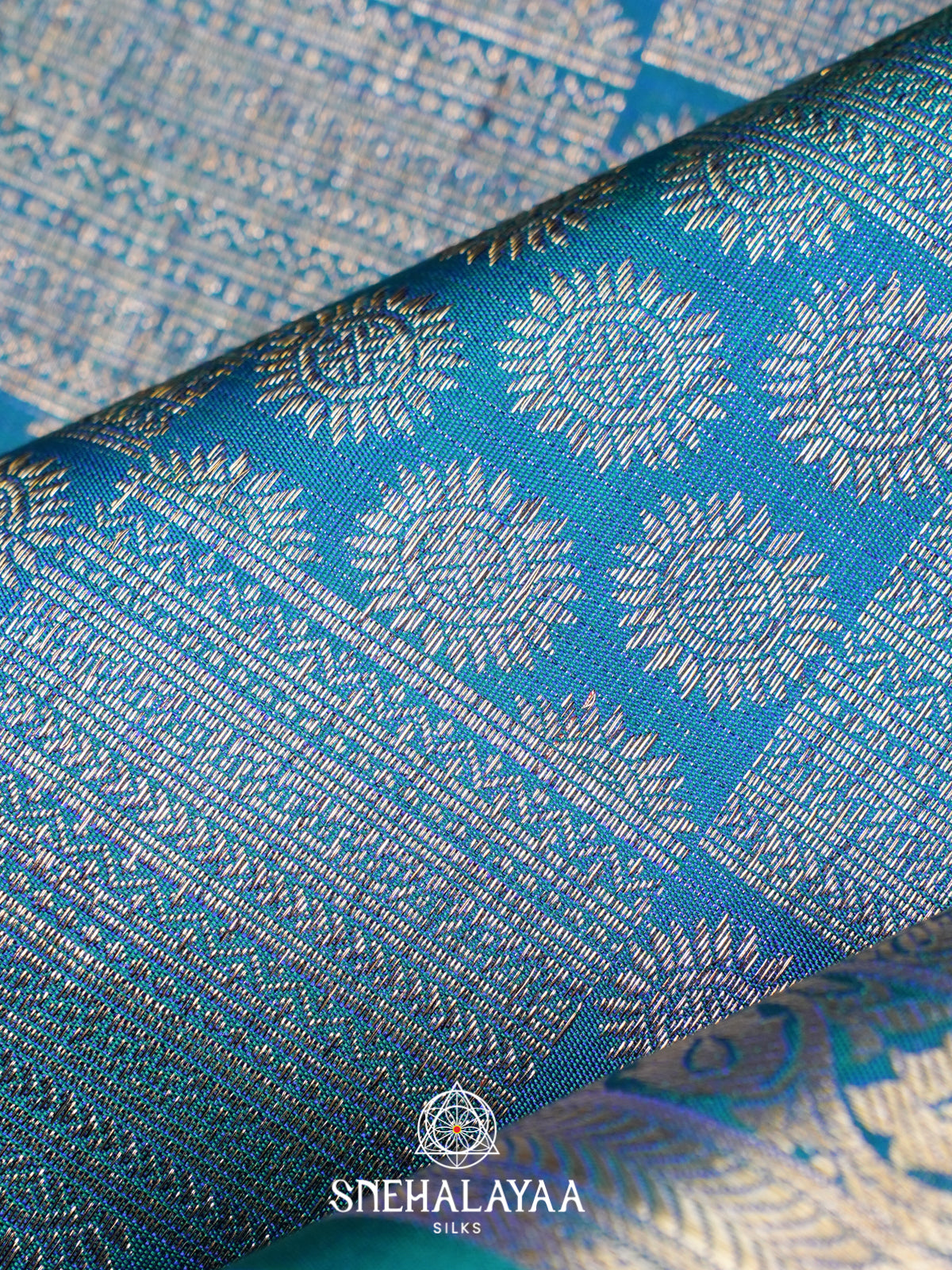 Peacock Blue Kanjivaram Silk Saree