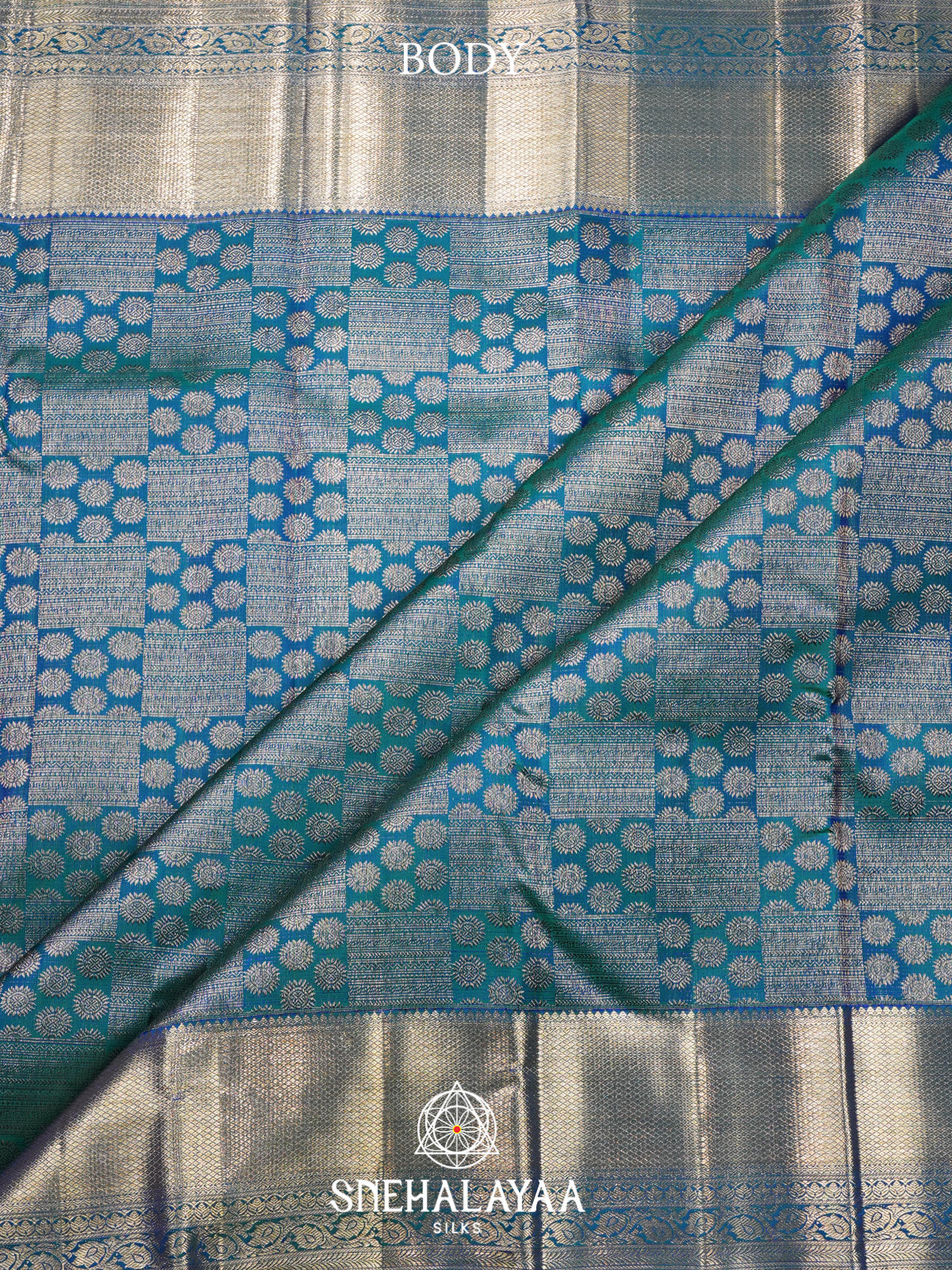Peacock Blue Kanjivaram Silk Saree
