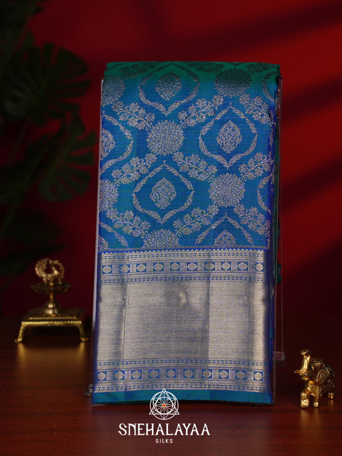 Peacock Blue Kanjivaram Silk Saree