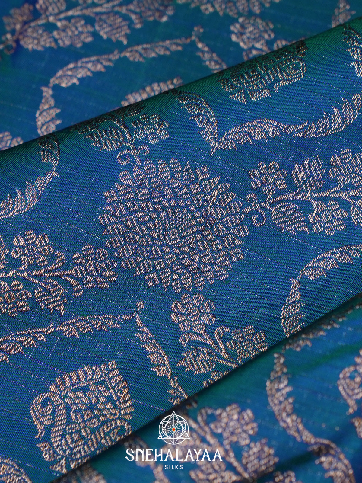 Peacock Blue Kanjivaram Silk Saree