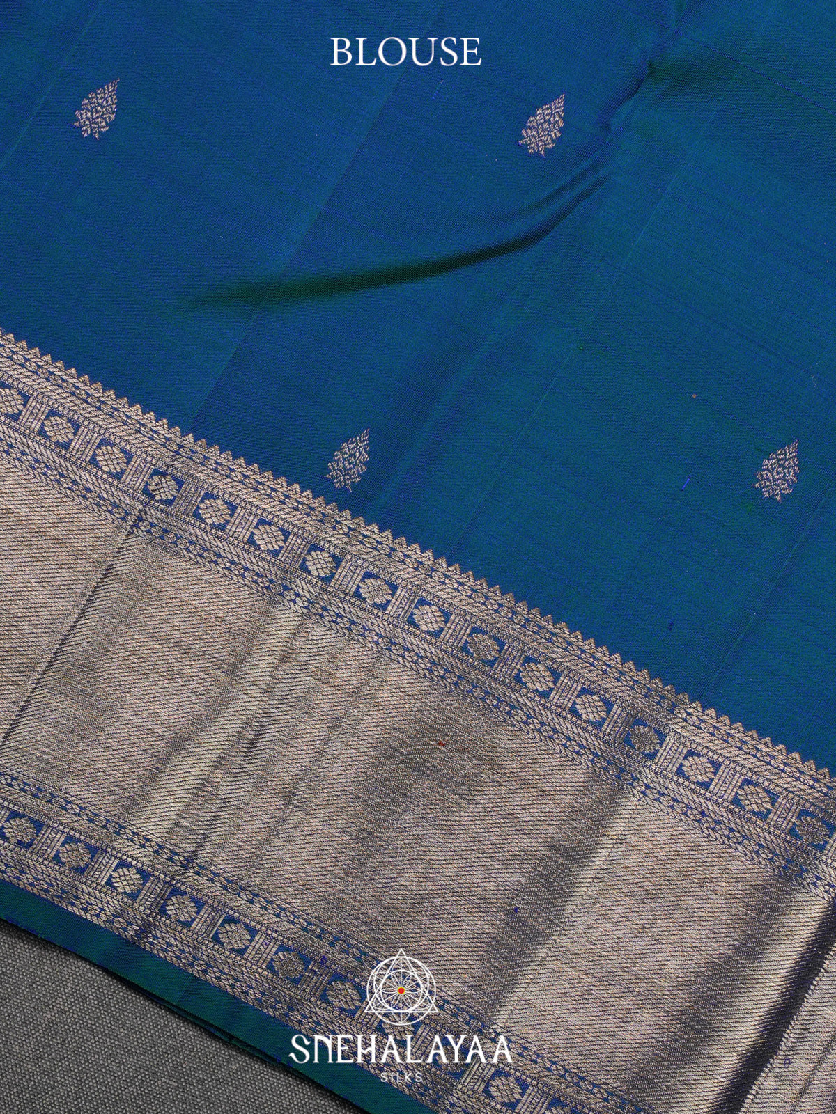 Peacock Blue Kanjivaram Silk Saree