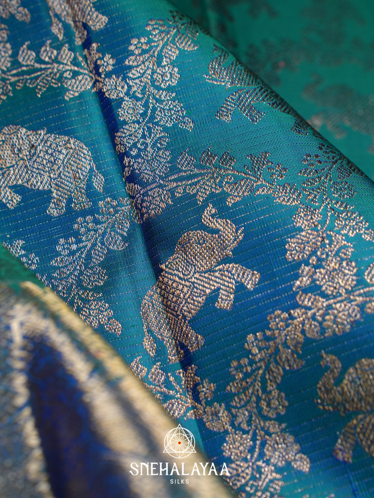 Peacock Blue Kanjivaram Silk Saree
