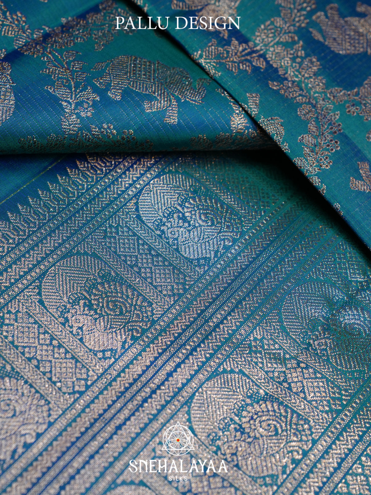 Peacock Blue Kanjivaram Silk Saree