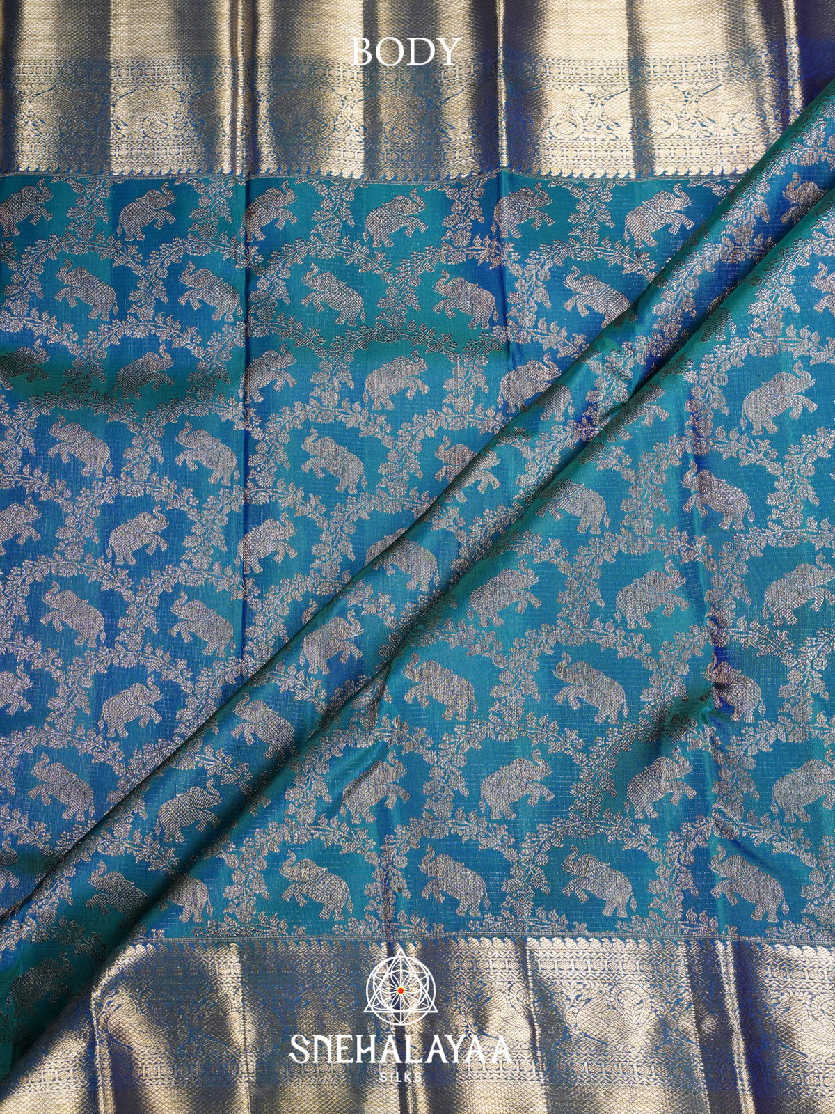 Peacock Blue Kanjivaram Silk Saree