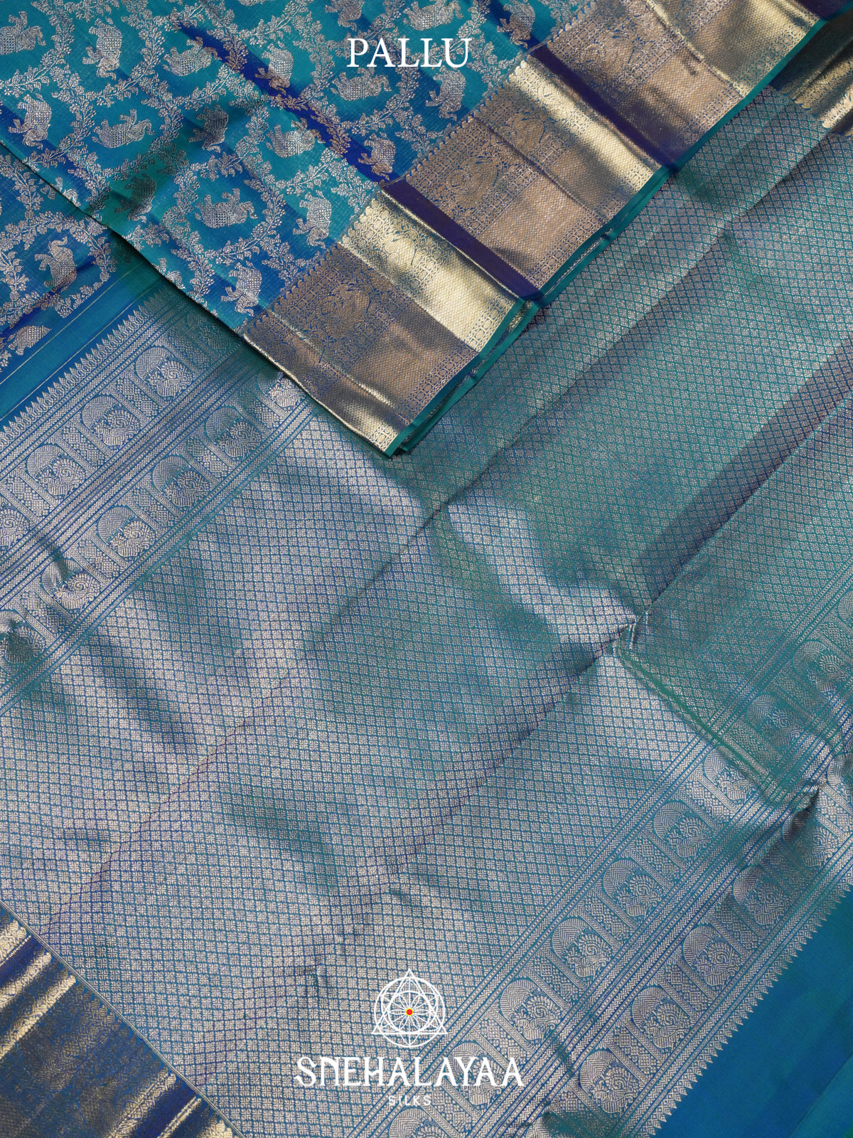 Peacock Blue Kanjivaram Silk Saree