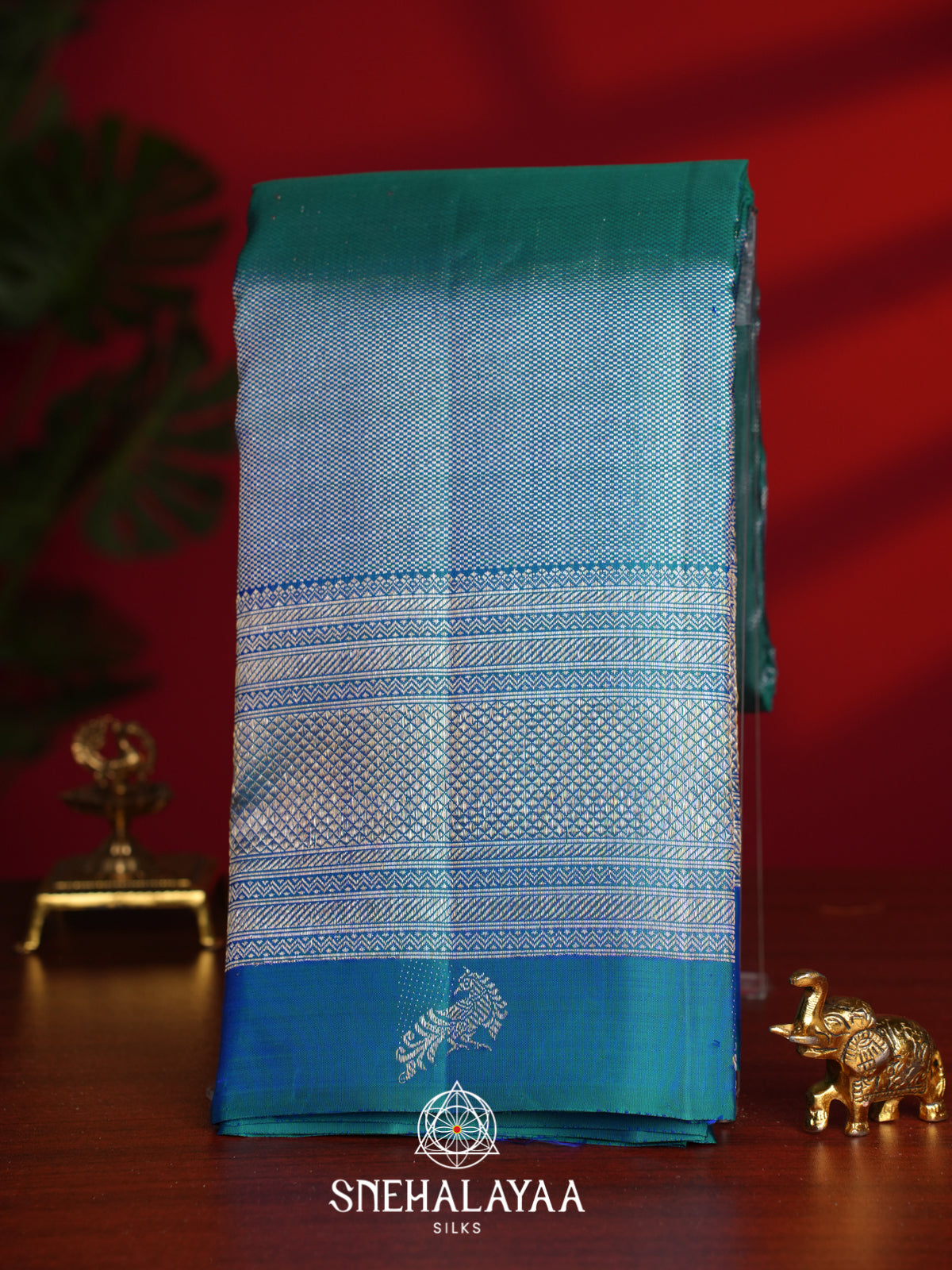 Peacock Blue Kanjivaram Silk Saree