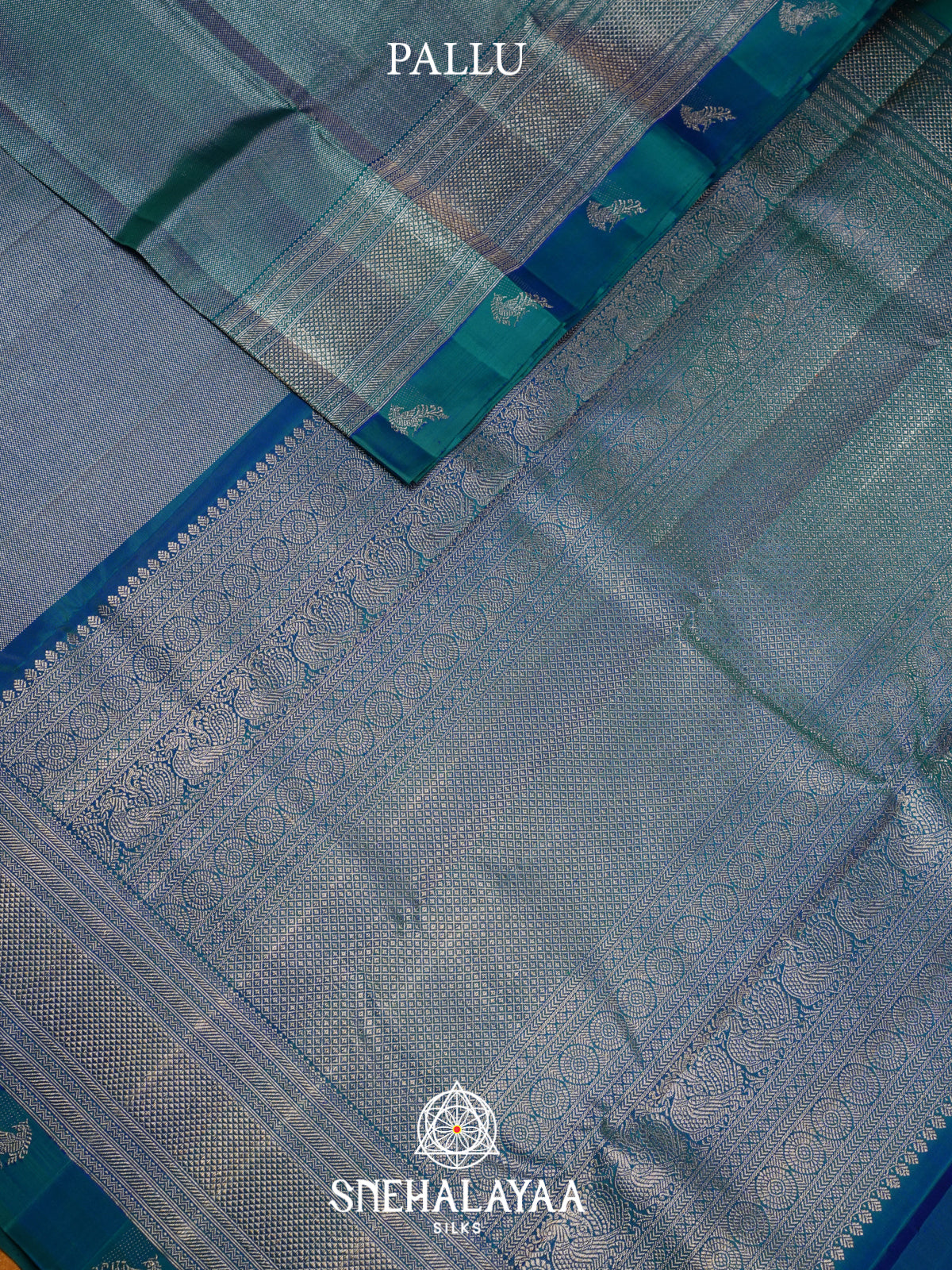 Peacock Blue Kanjivaram Silk Saree