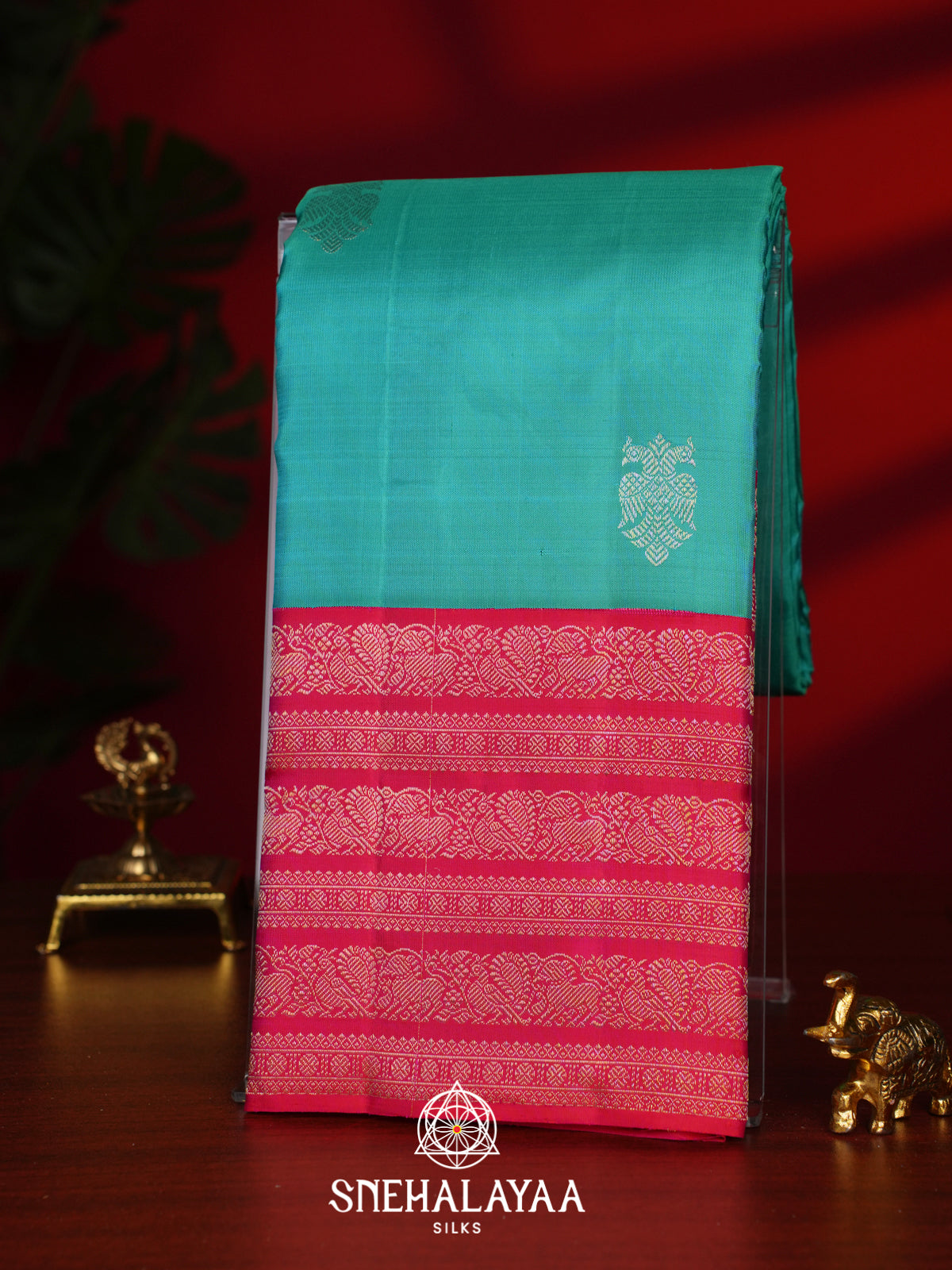 Teal Green Kanjivaram Silk Saree