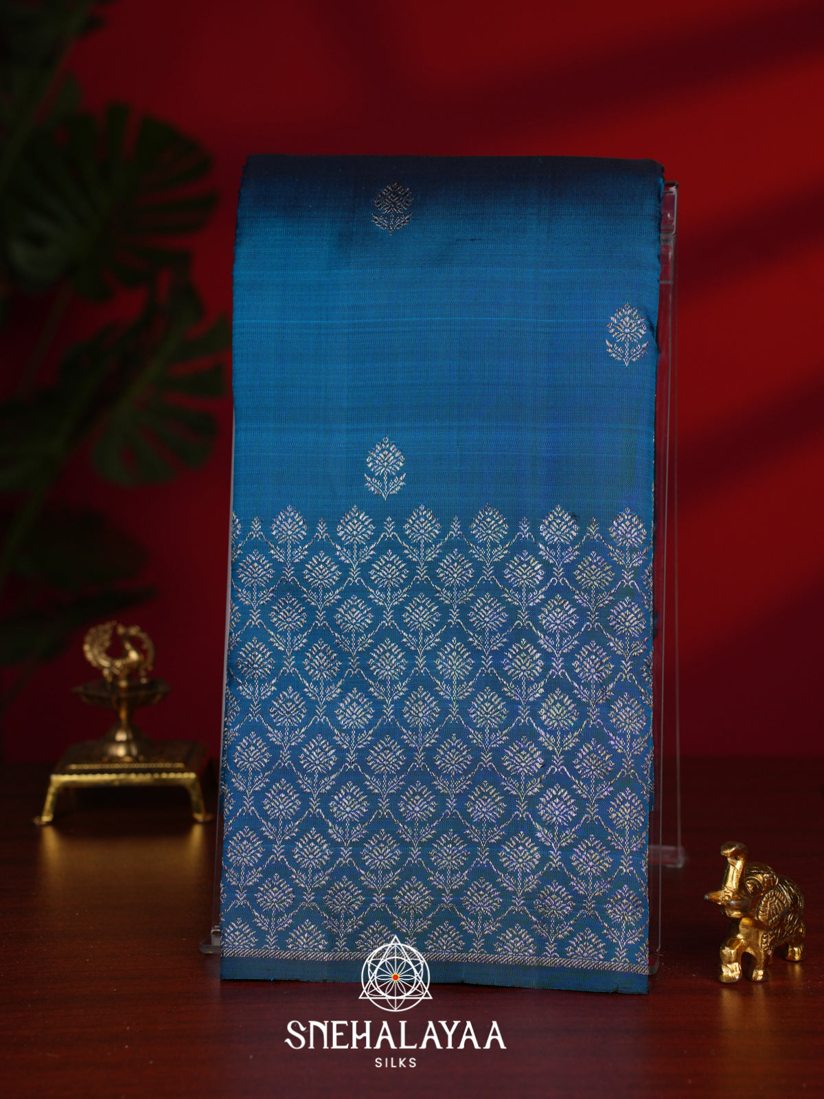 Peacock Blue Kanjivaram Silk Saree