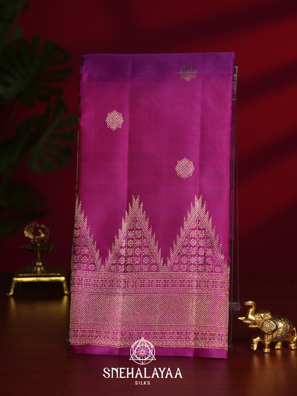 Meganta Pink Kanjivaram Silk Saree