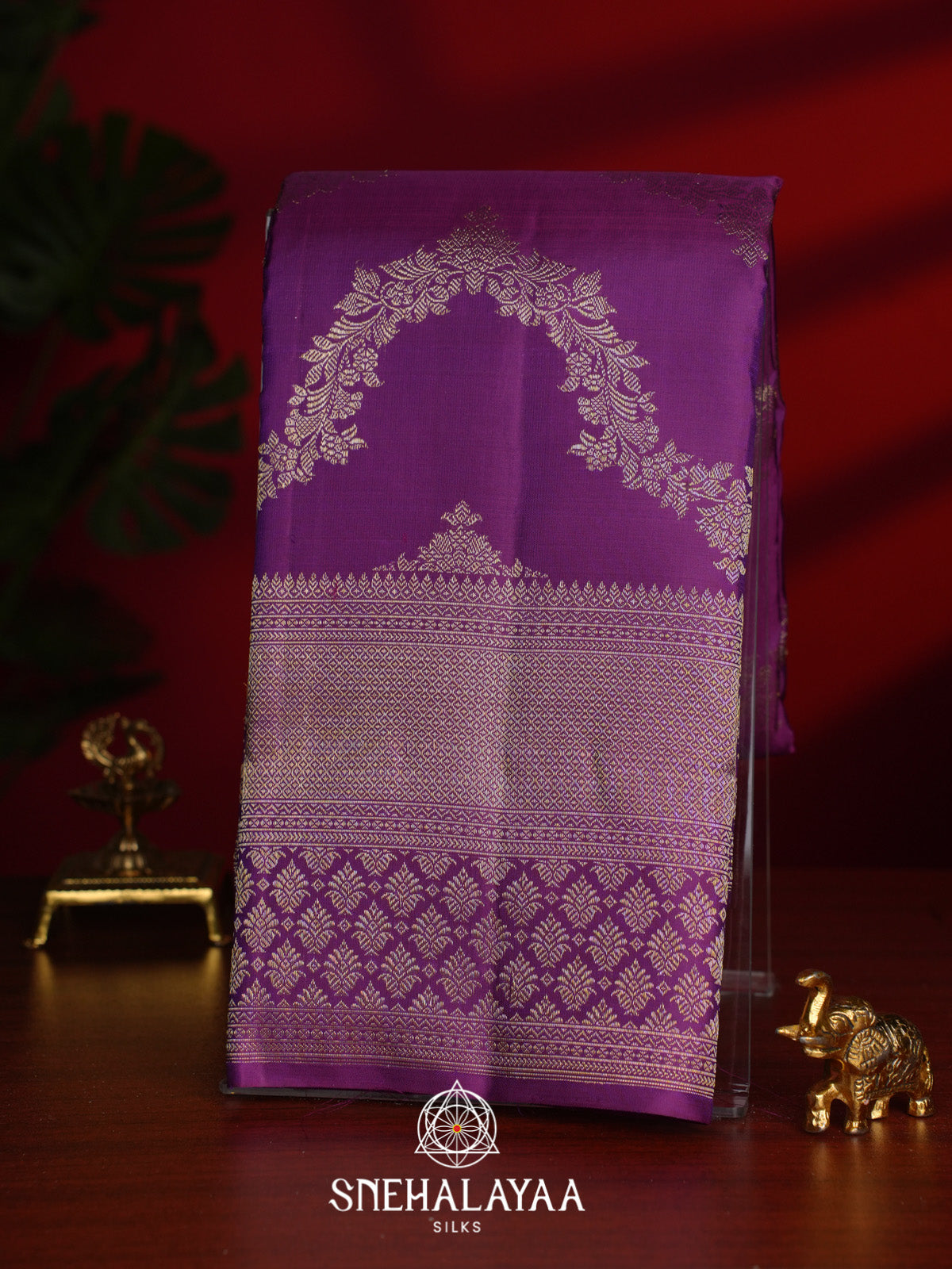 Meganta Purple Kanjivaram Silk Saree