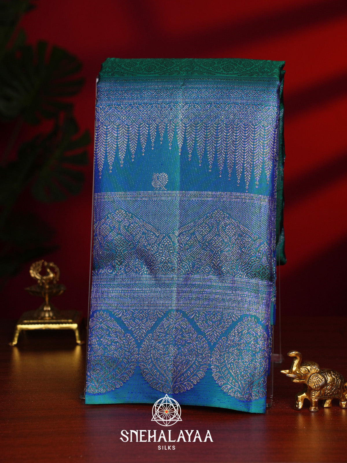 Peacock Blue Kanjivaram Silk Saree