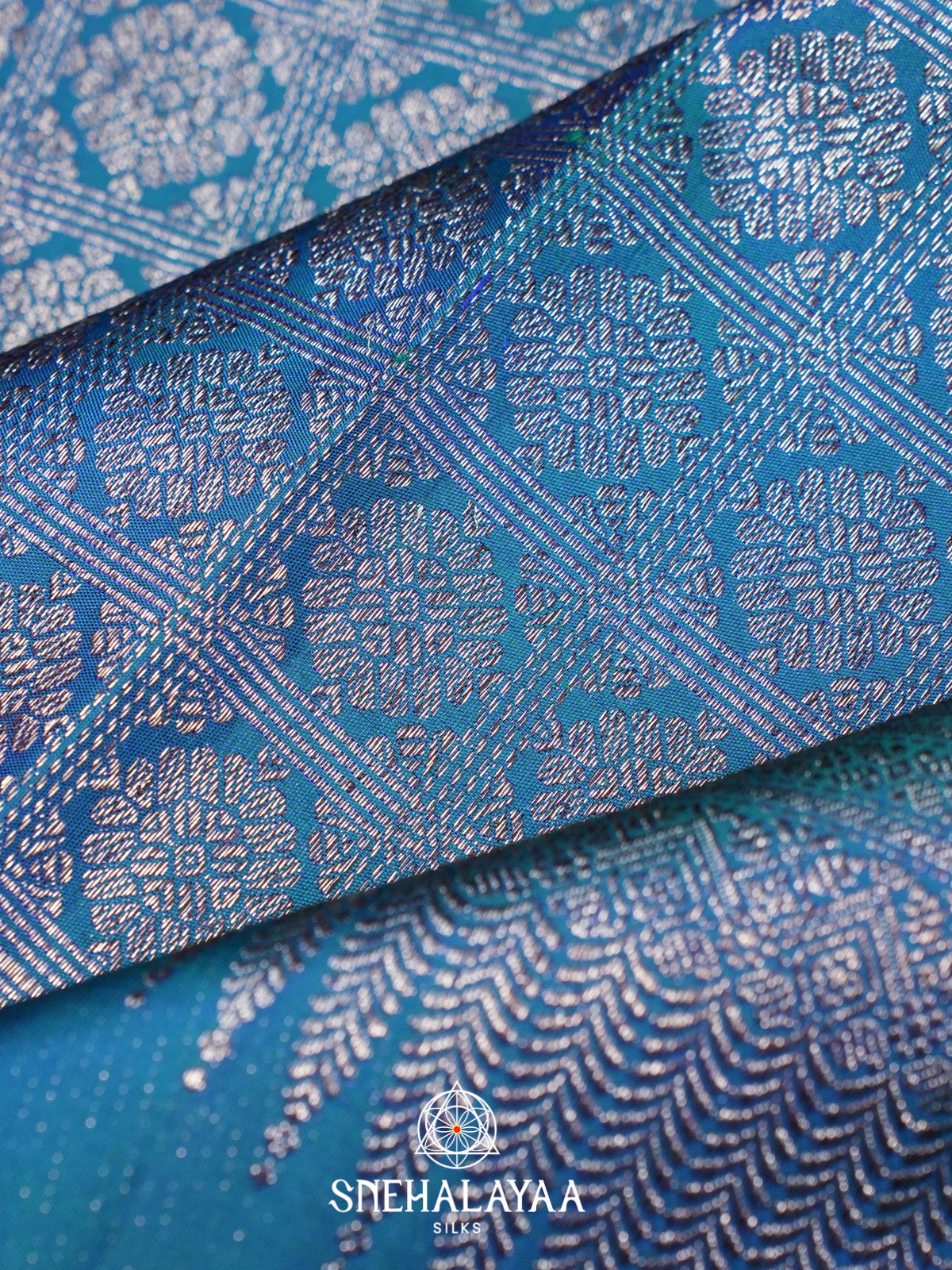 Peacock Blue Kanjivaram Silk Saree