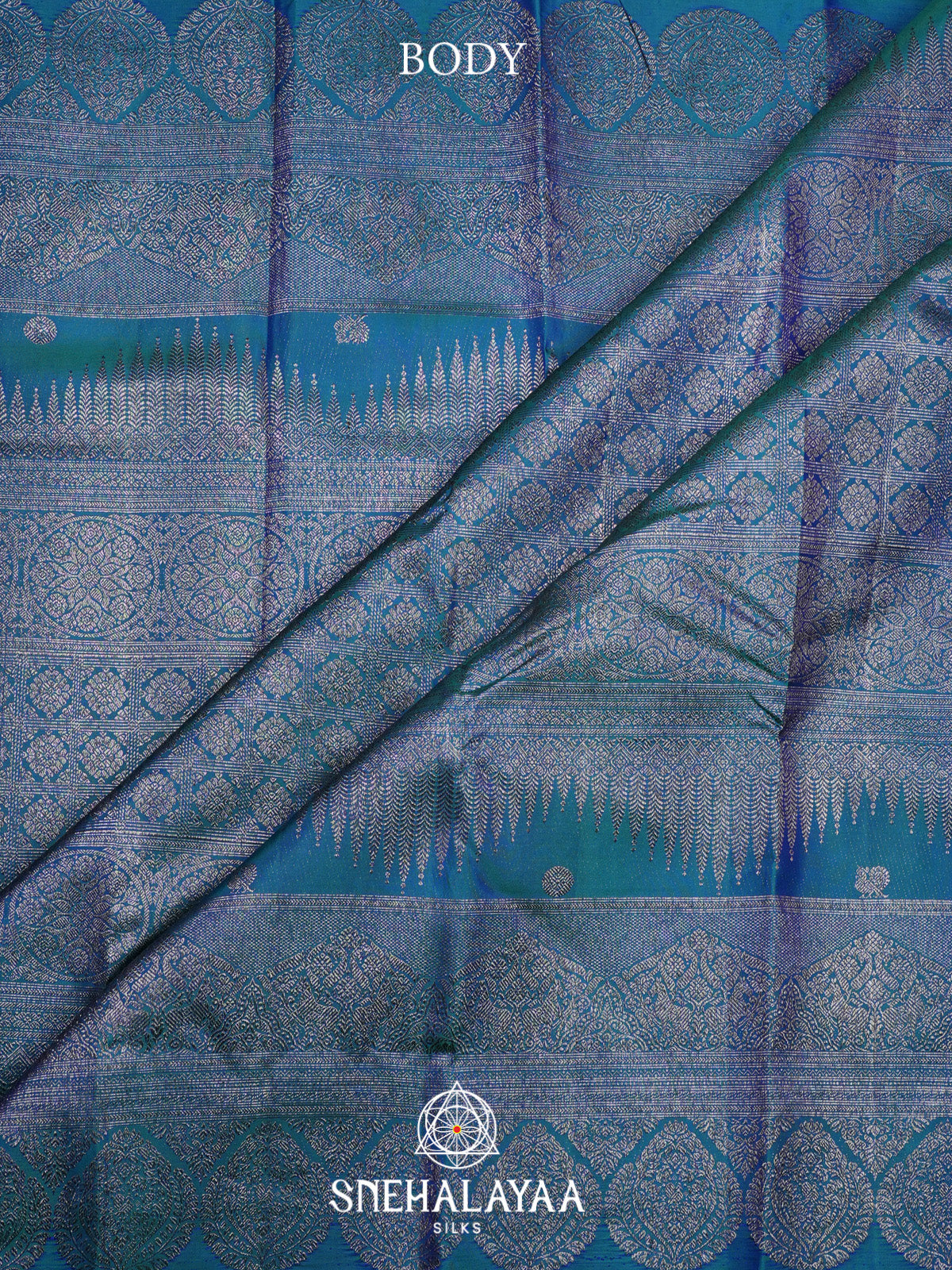Peacock Blue Kanjivaram Silk Saree