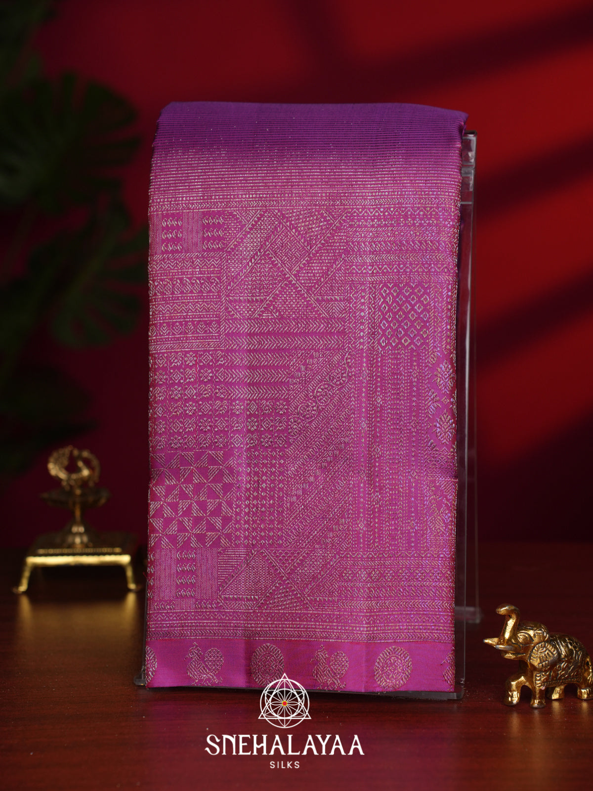 Meganta Pink Kanjivaram Silk Saree