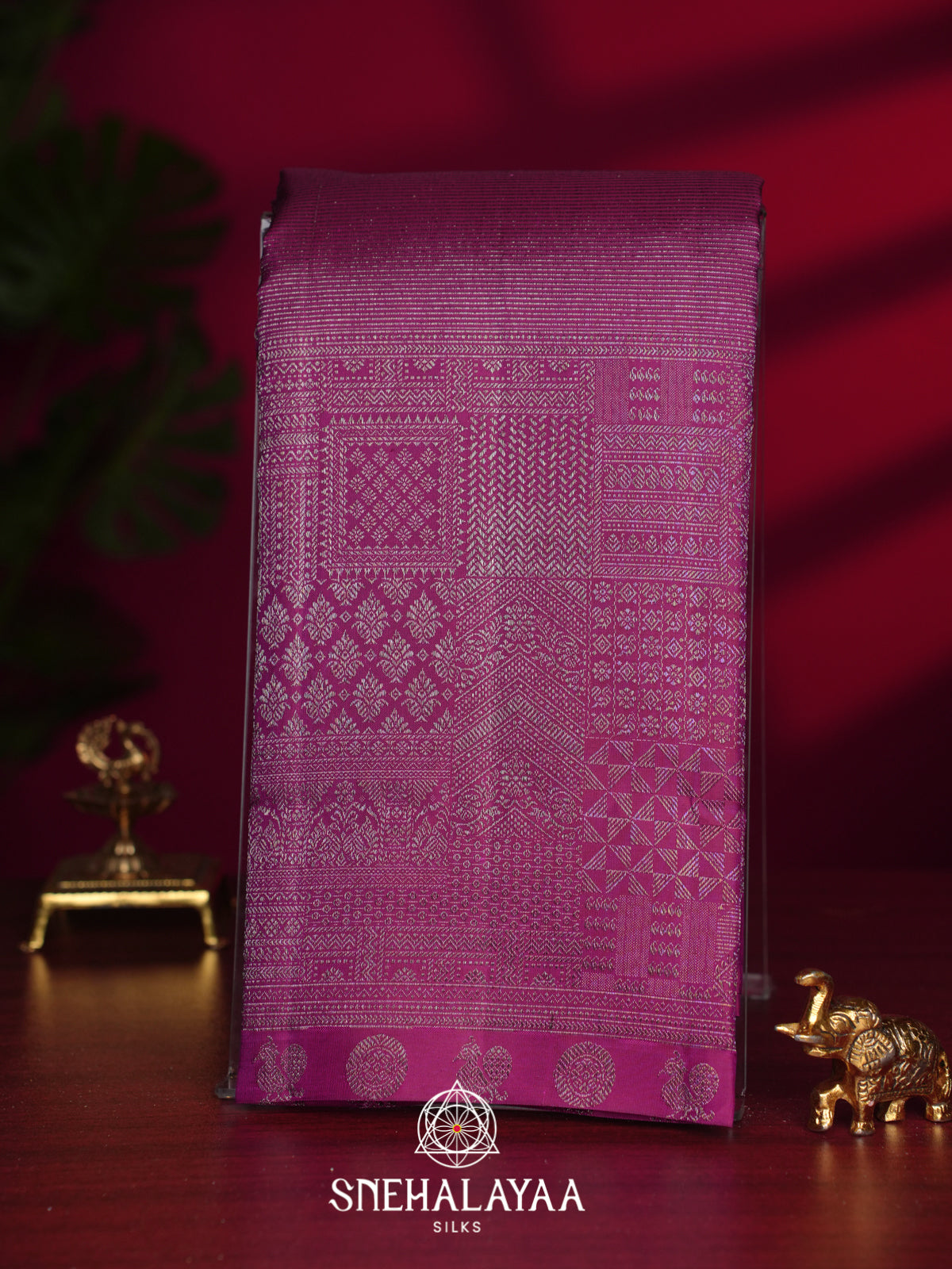 Meganta Pink Kanjivaram Silk Saree