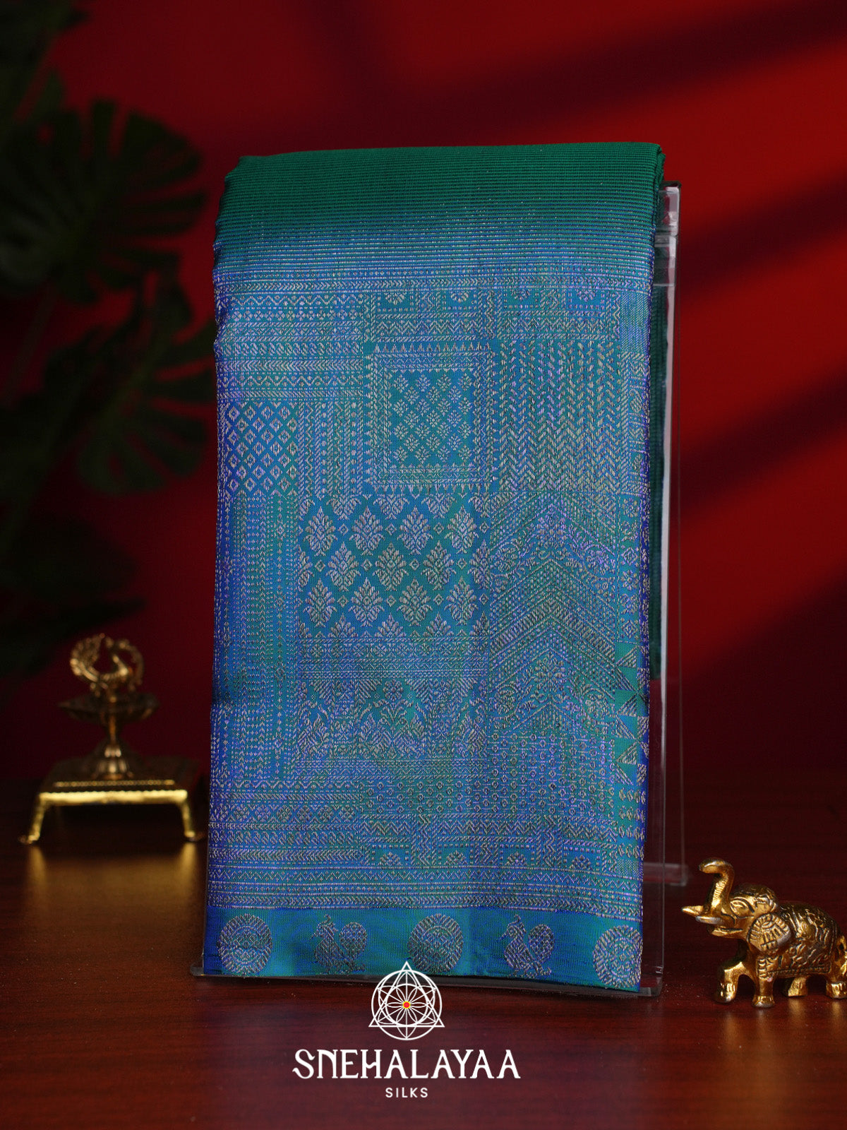Peacock Blue Kanjivaram Silk Saree