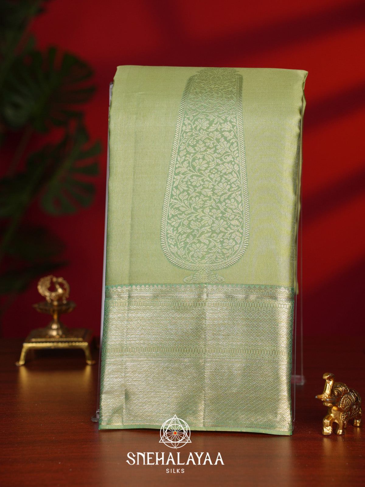 Pista Green Kanjivaram Silk Saree