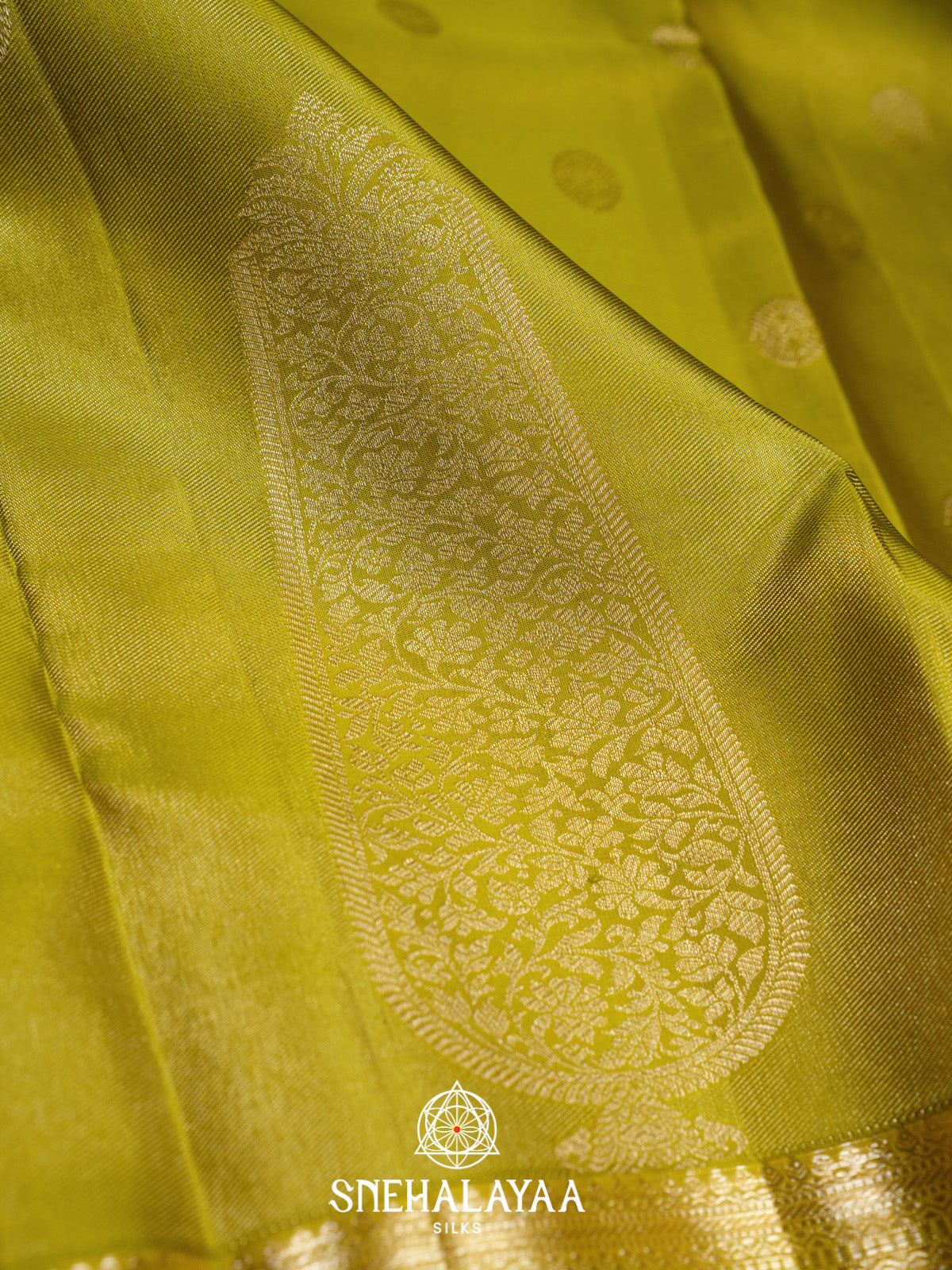 Lime Green Kanjivaram Silk Saree
