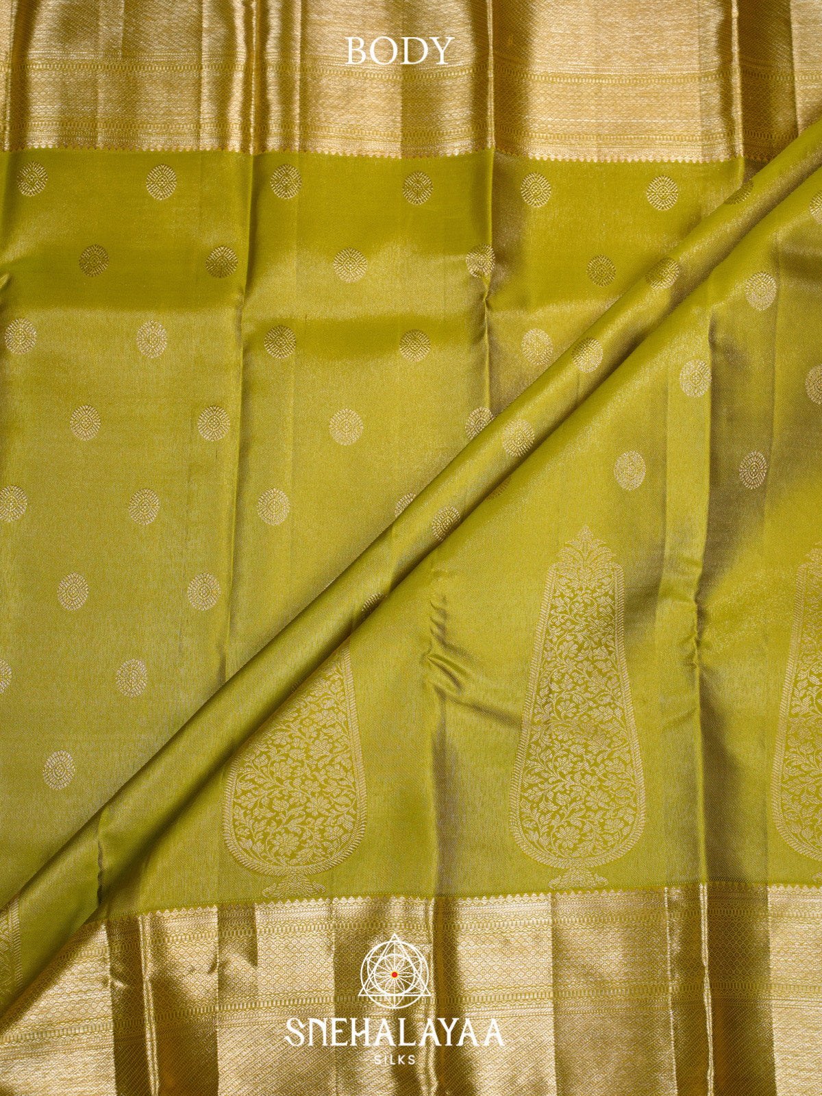 Lime Green Kanjivaram Silk Saree