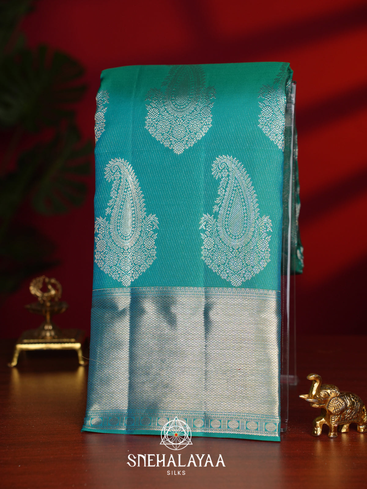 Teal Green Kanjivaram Silk Saree