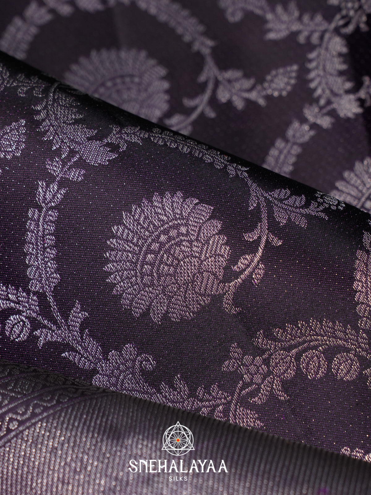 Aubergine Purple Kanjivaram Silk Saree