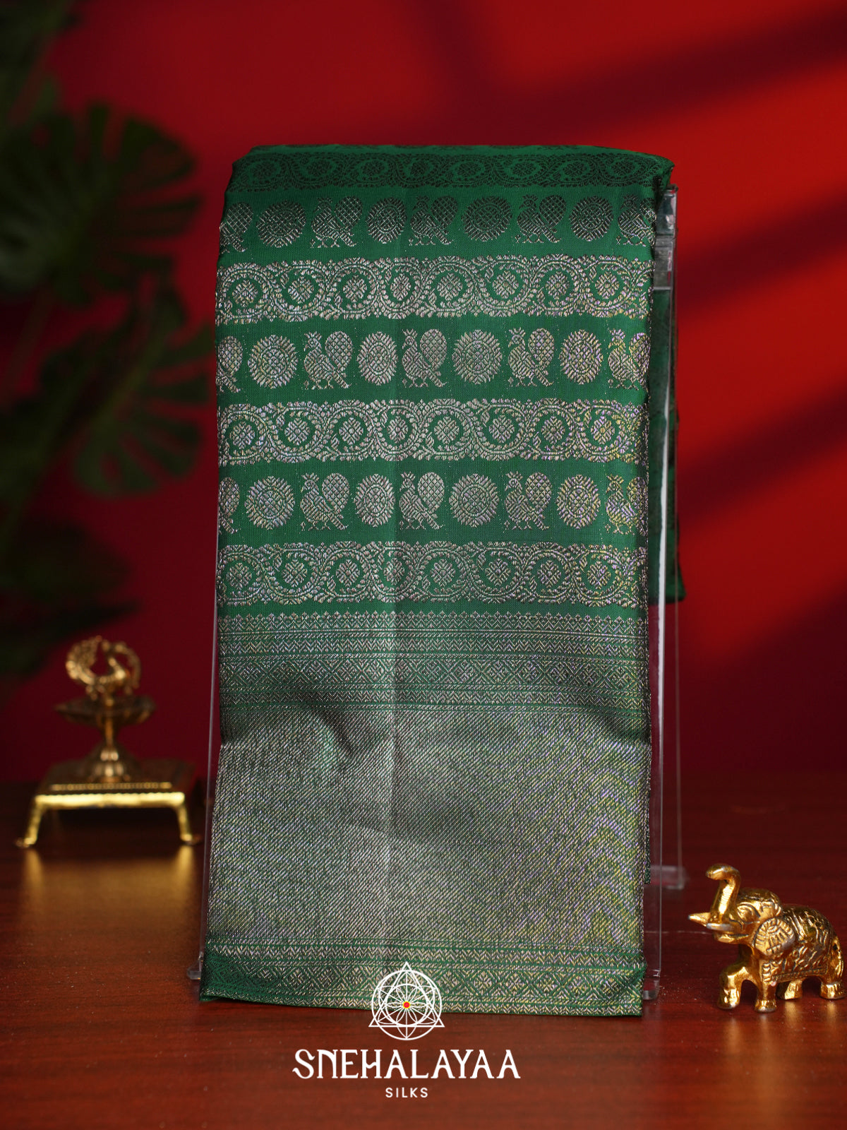 Forest Green Kanjivaram Silk Saree