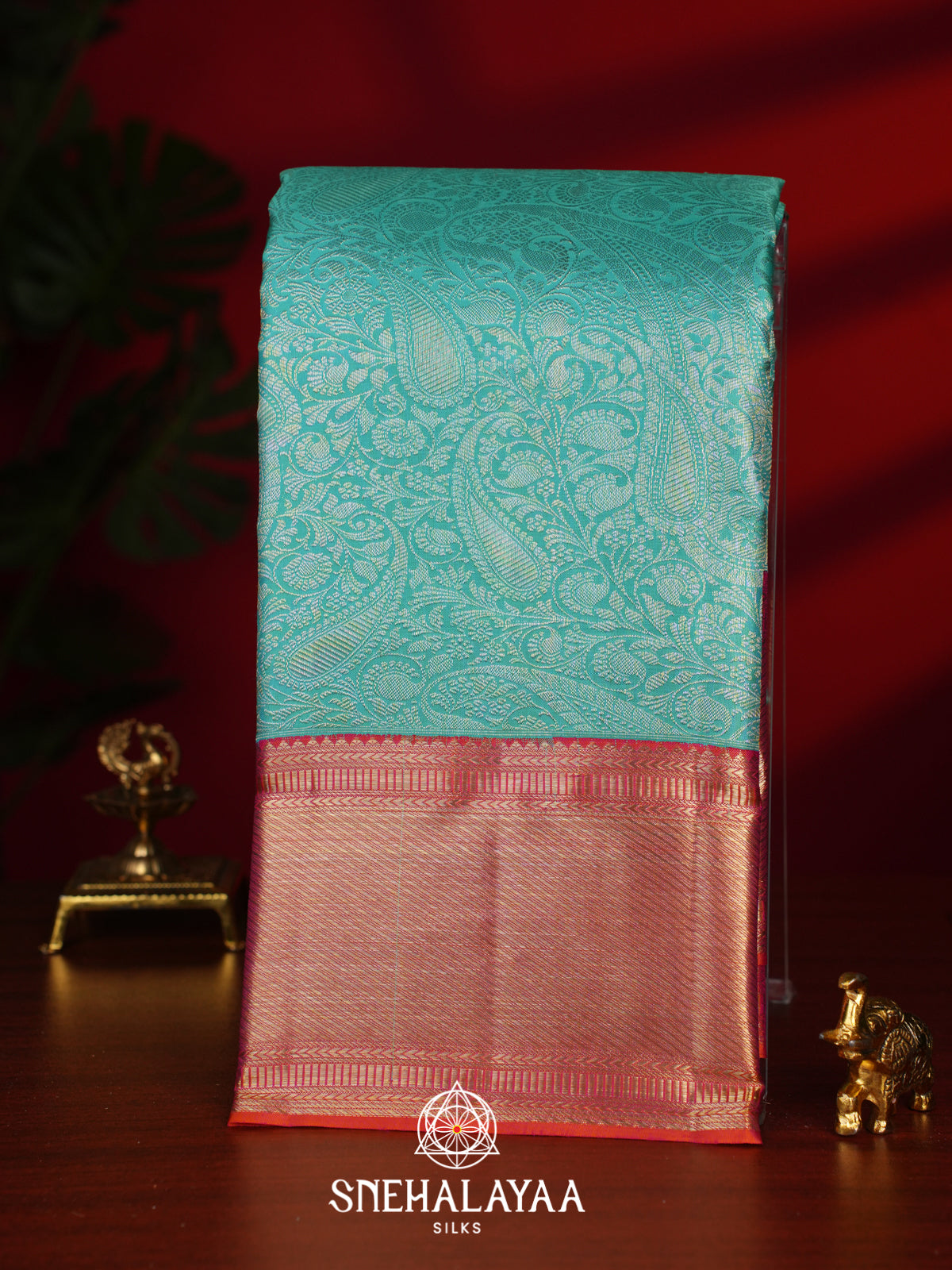 Turquoise Blue Kanjivaram Silk Saree