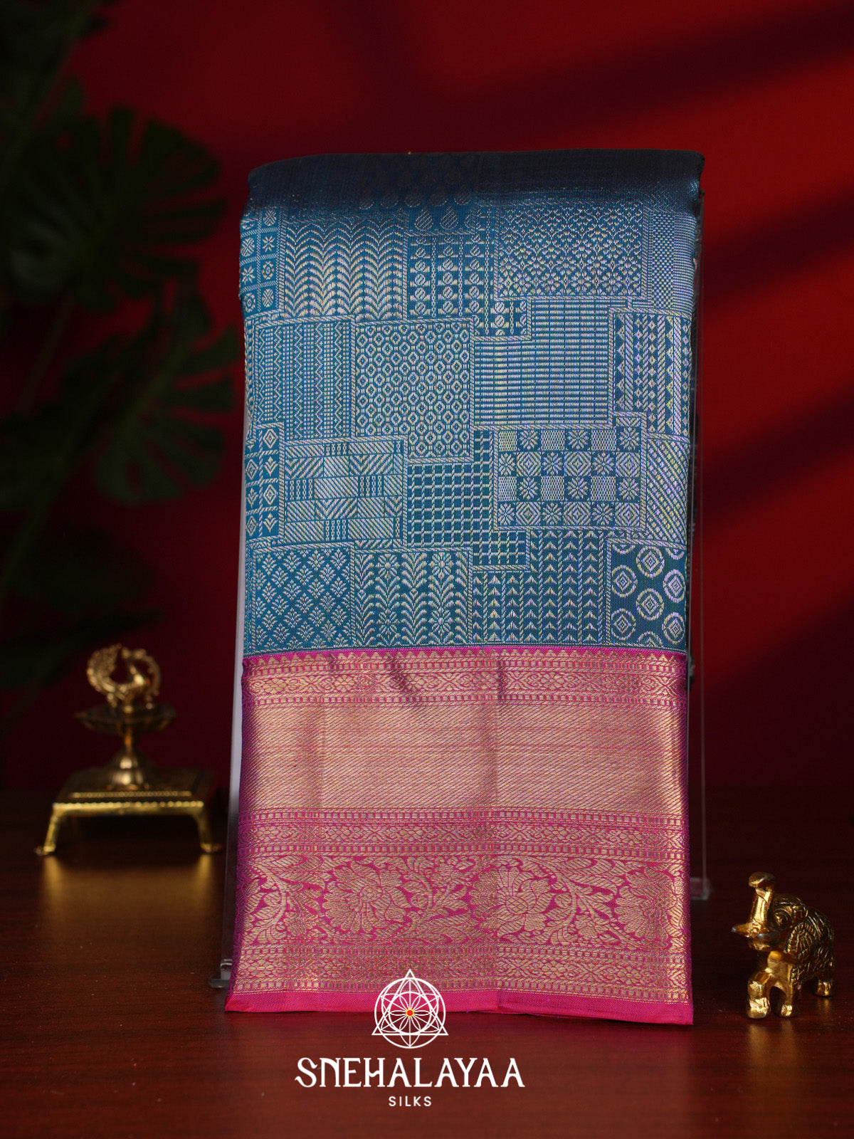 Peacock Blue Kanjivaram Silk Saree