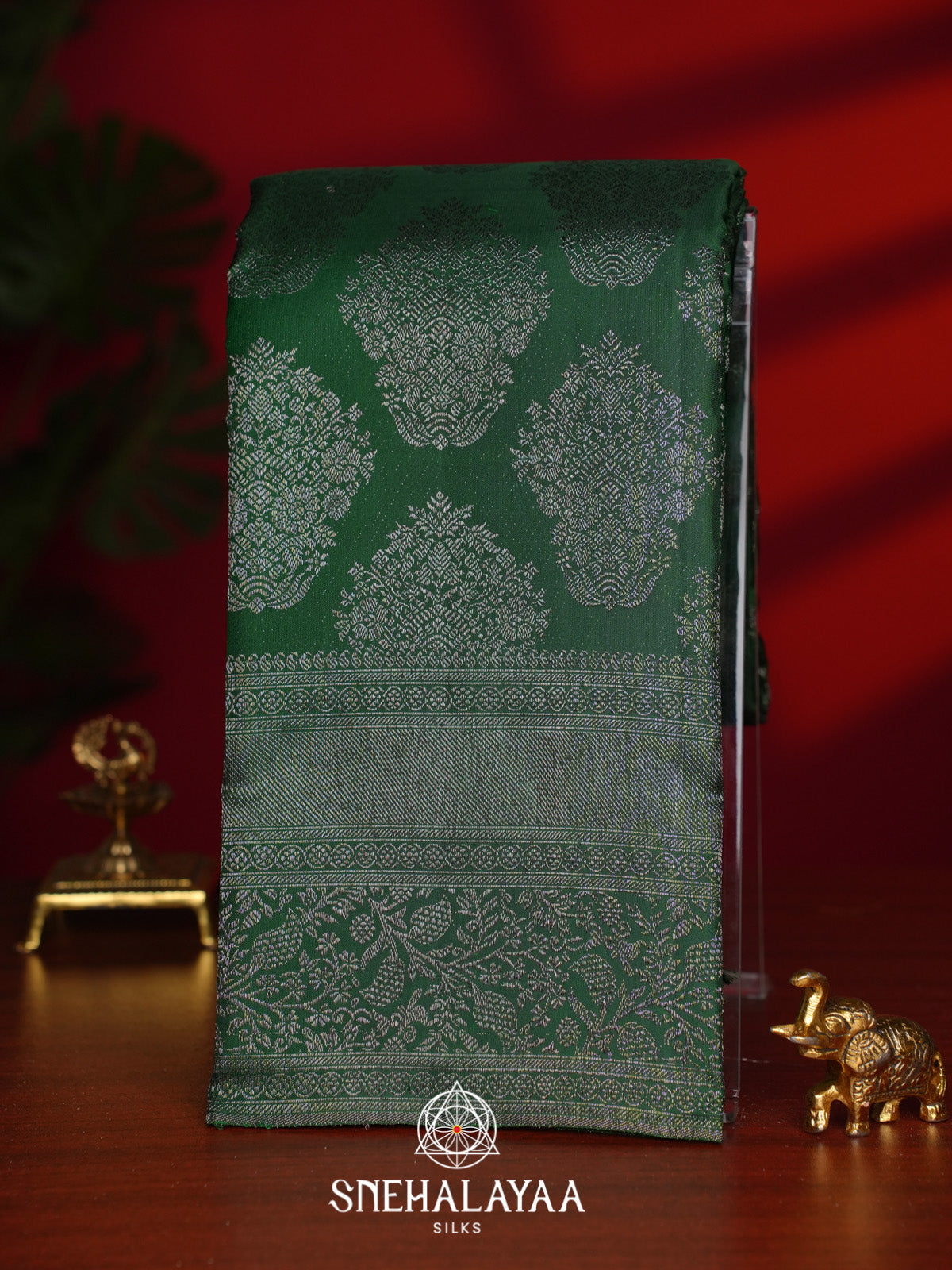 Forest Green Kanjivaram Silk Saree