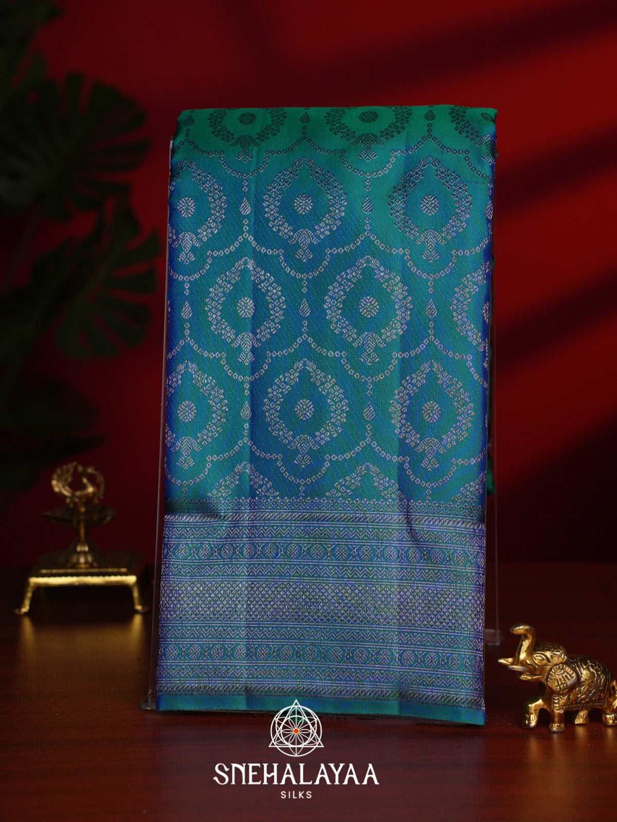 Peacock Blue Kanjivaram Silk Saree