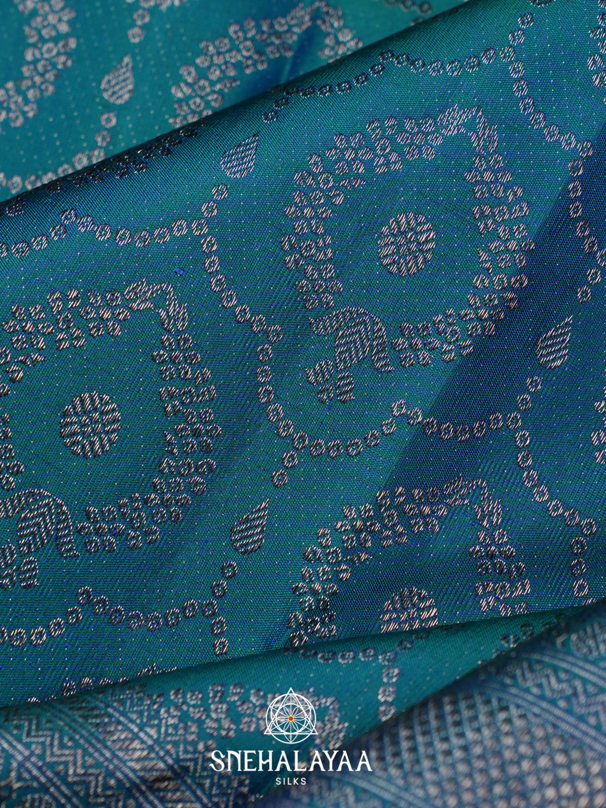 Peacock Blue Kanjivaram Silk Saree
