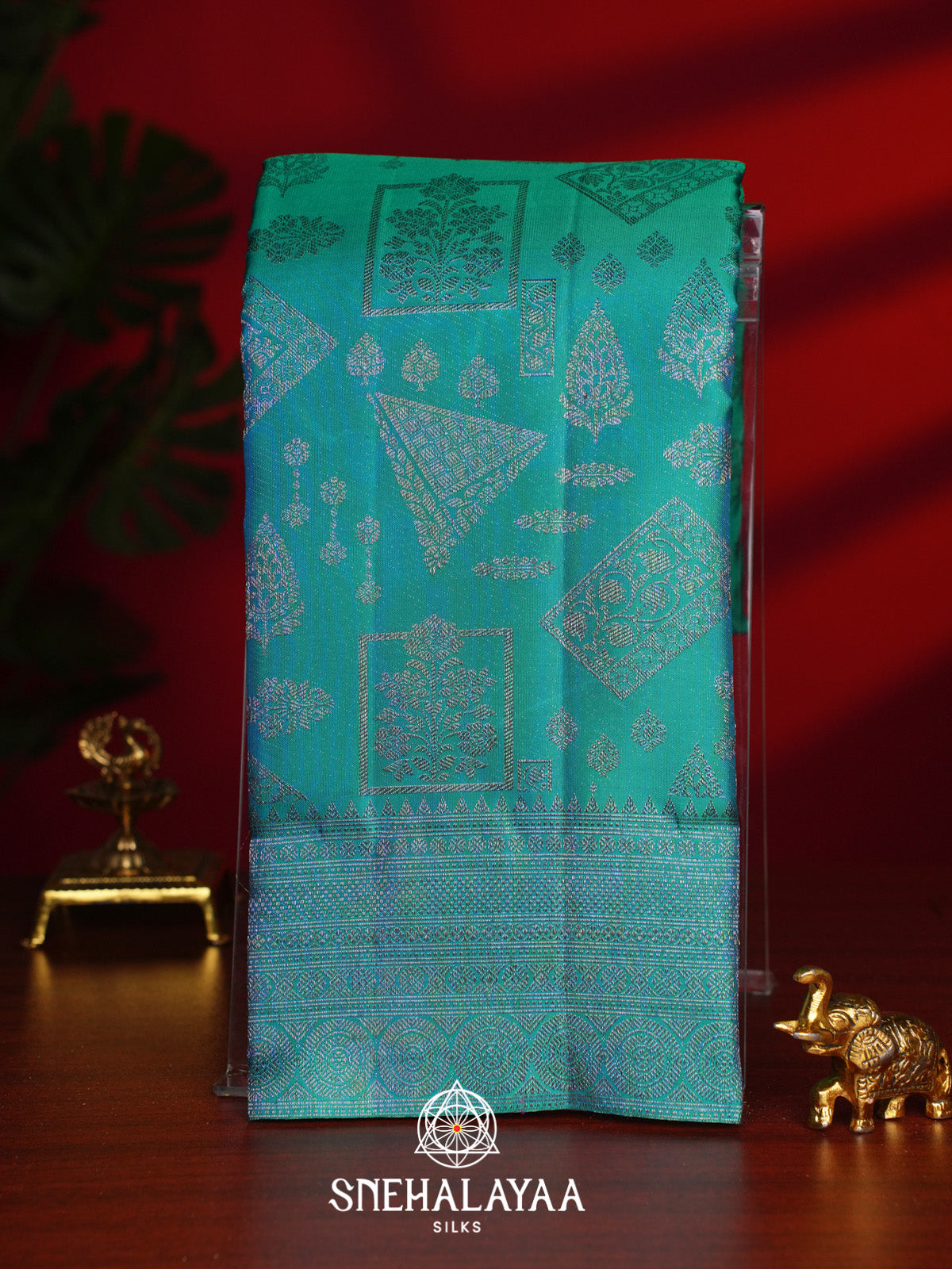 Teal Green Kanjivaram Silk Saree