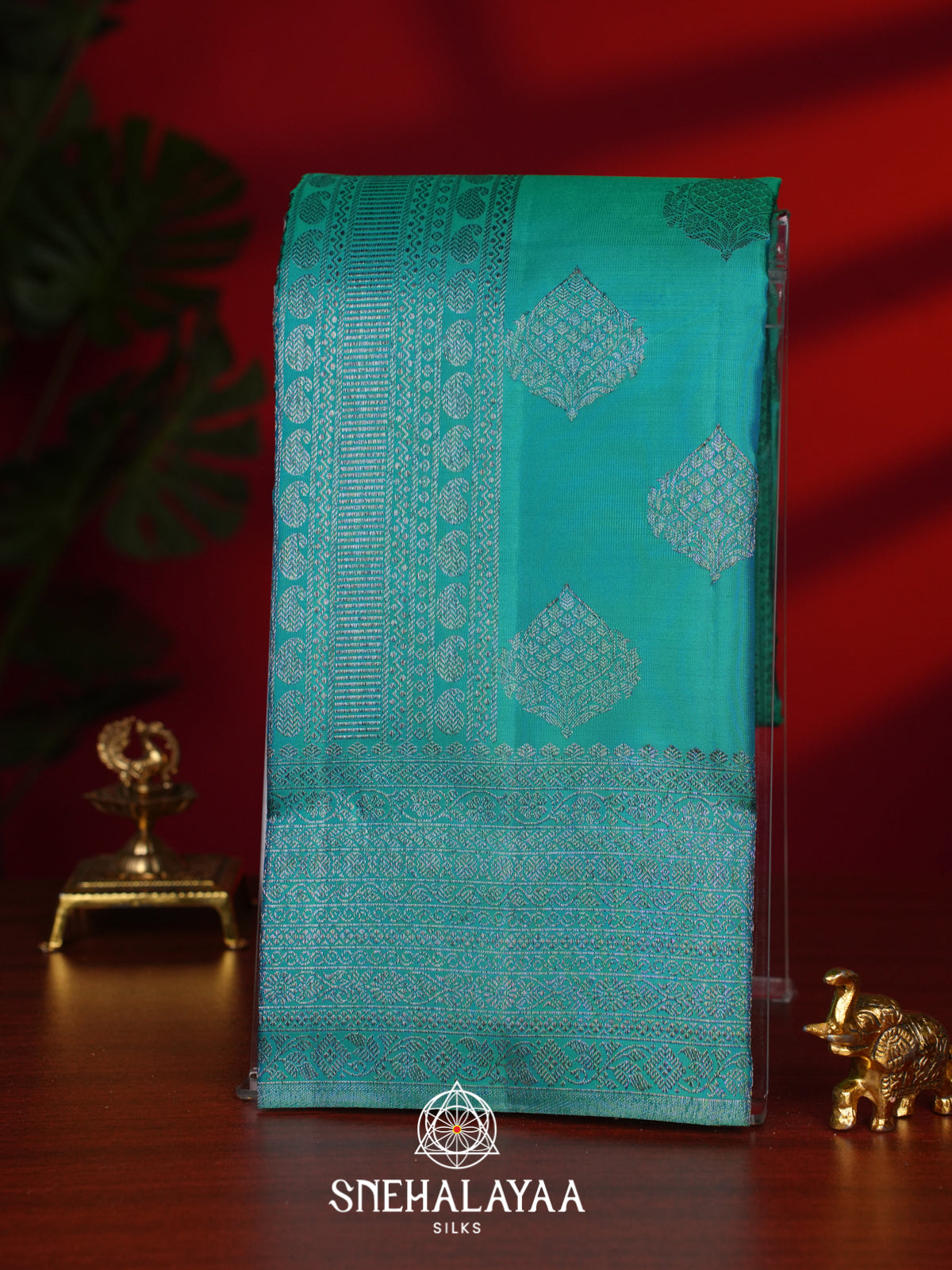 Teal Green Kanjivaram Silk Saree