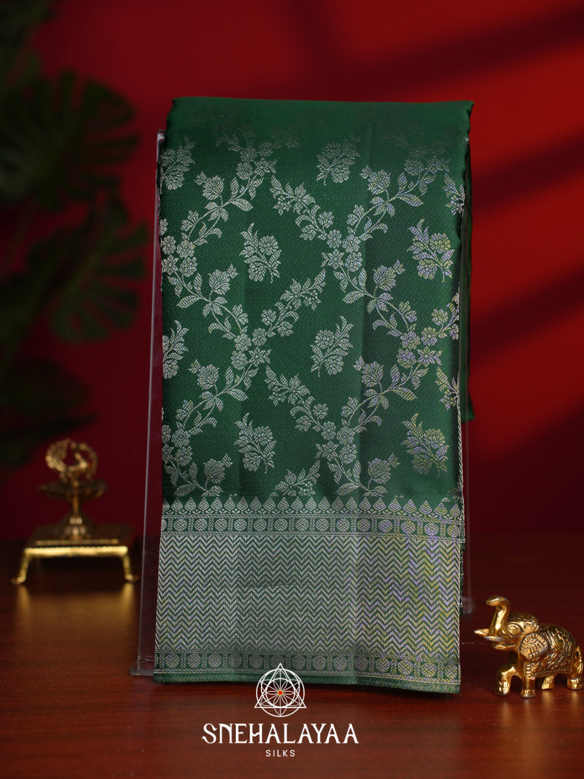 Forest Green Kanjivaram Silk Saree