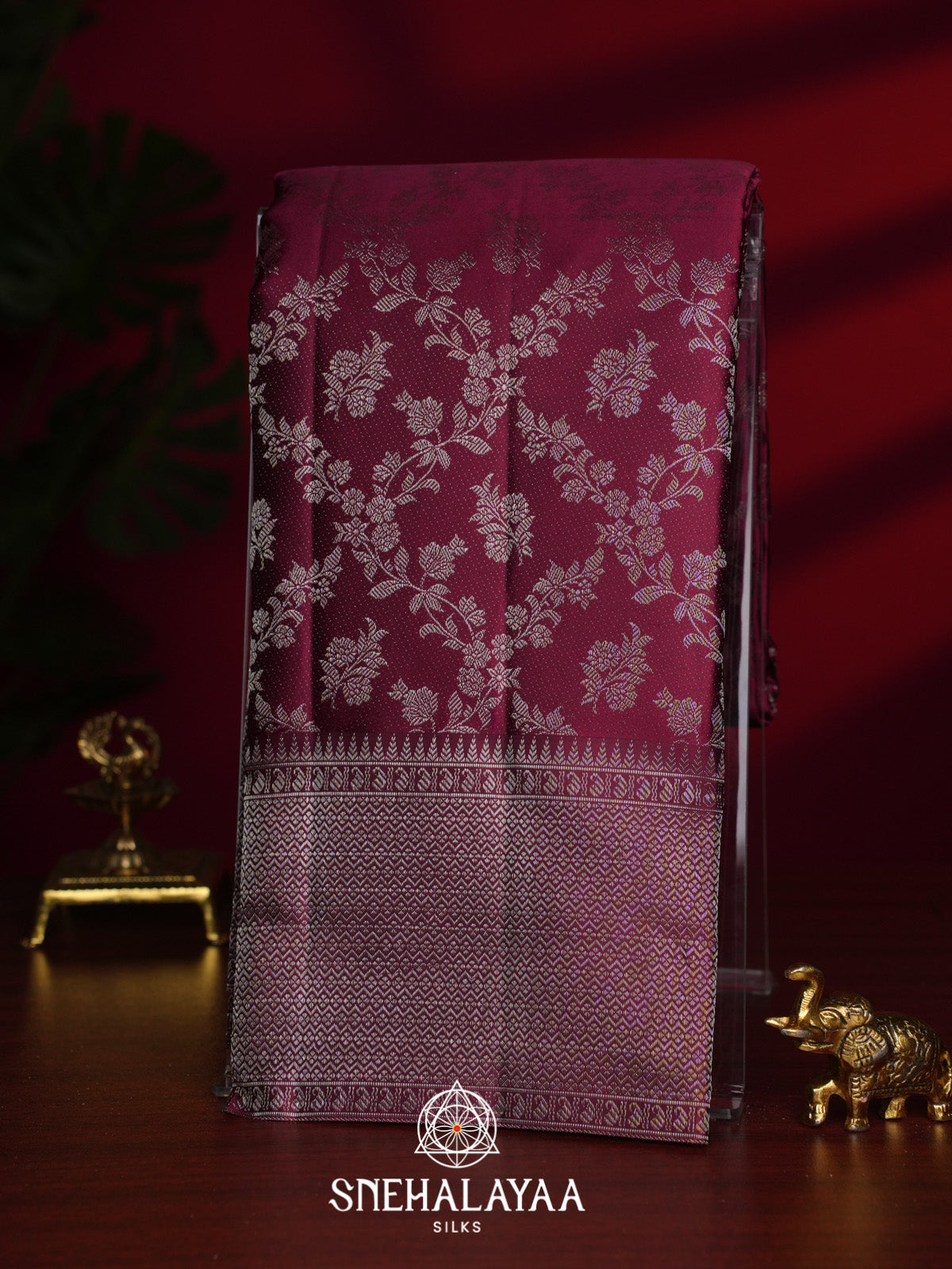 Wine Kanjivaram Silk Saree