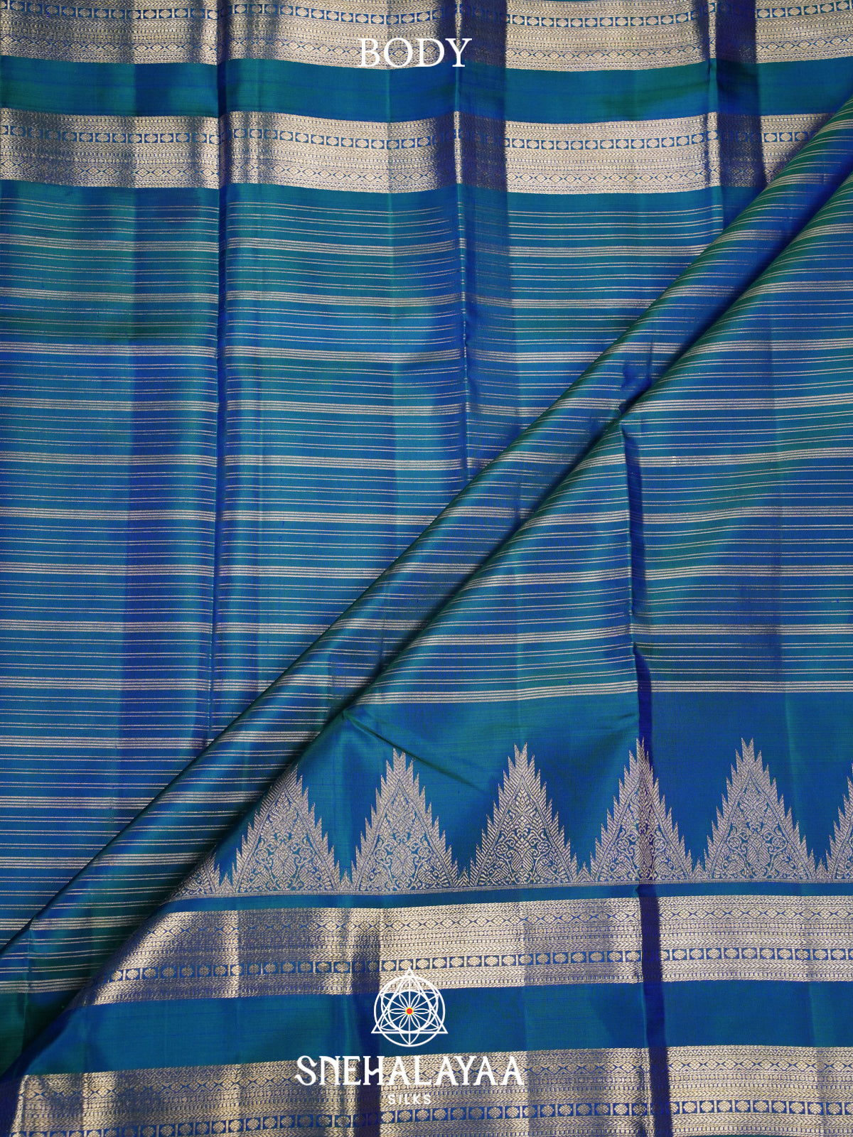 Peacock Blue Kanjivaram Silk Saree