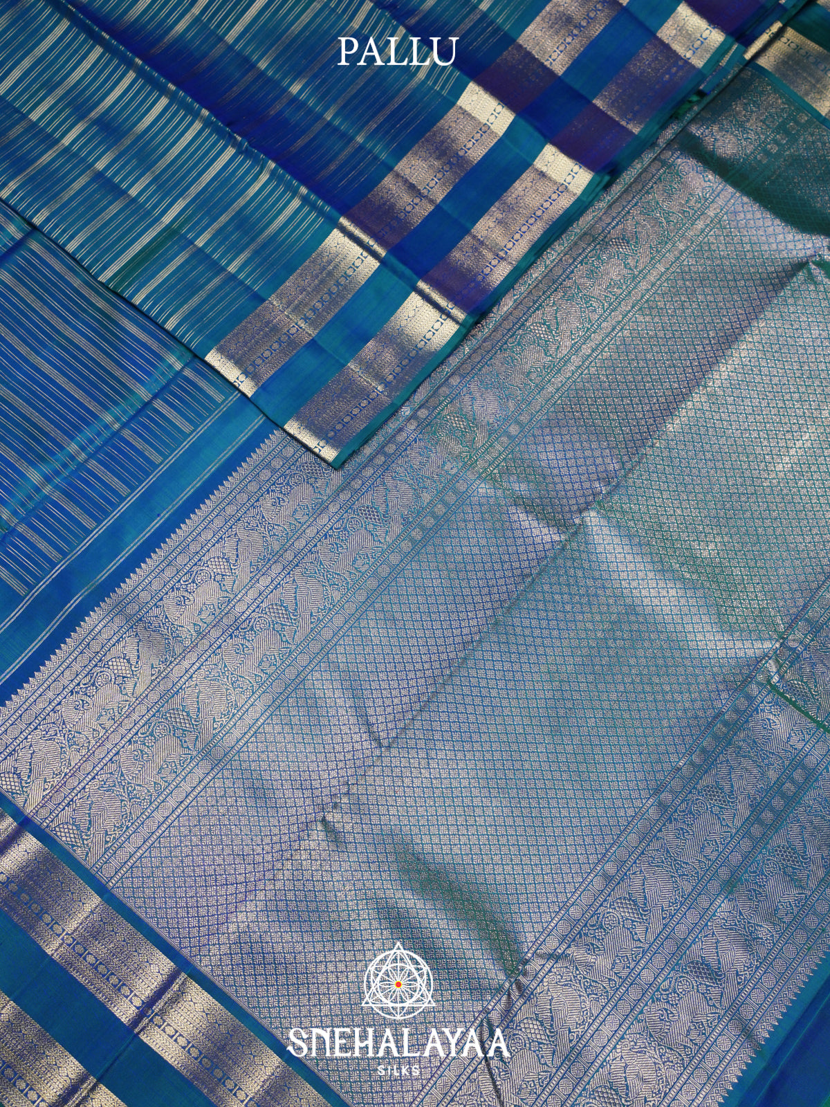 Peacock Blue Kanjivaram Silk Saree