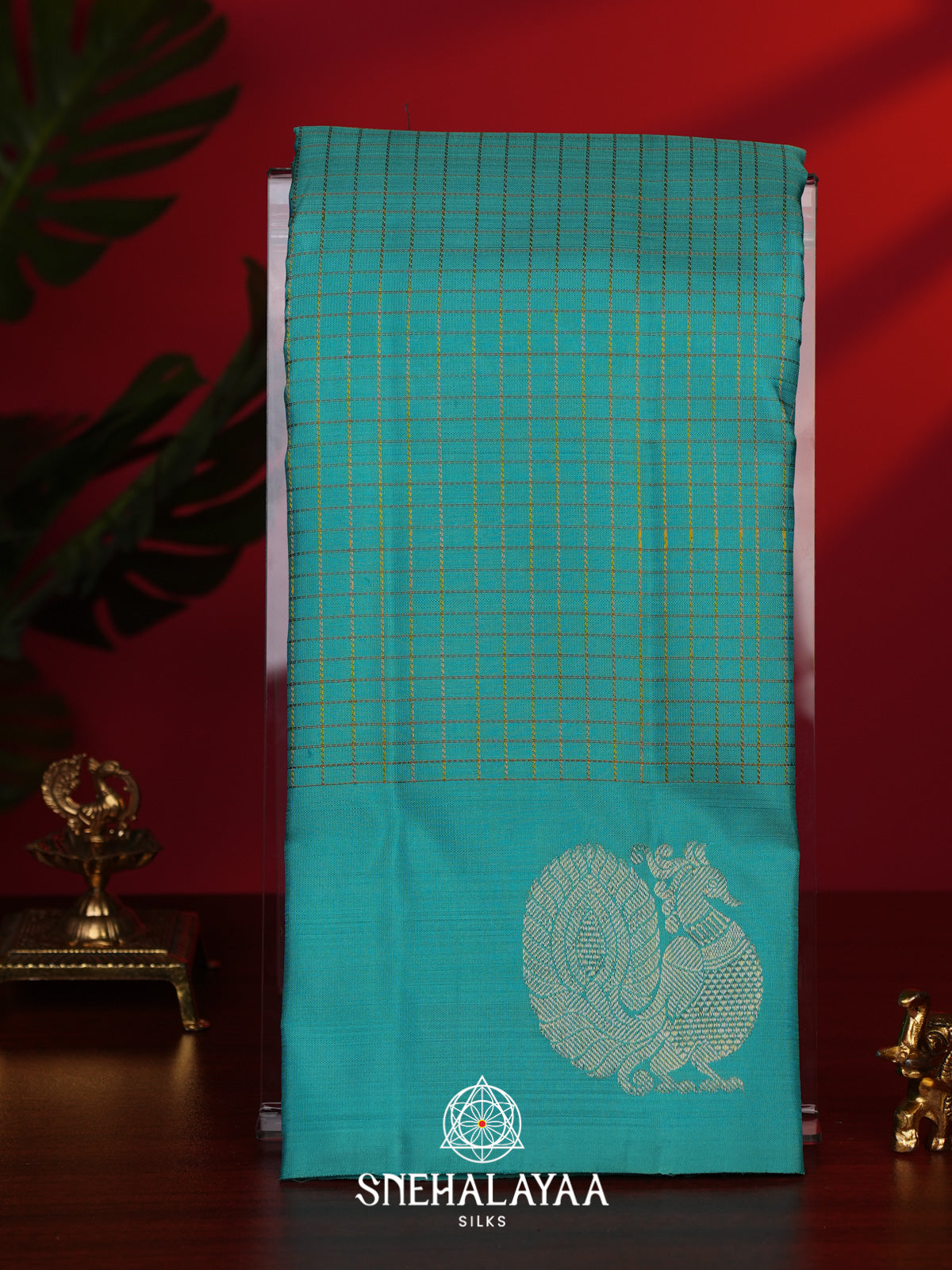 Teal Green Kanjivaram Silk Saree