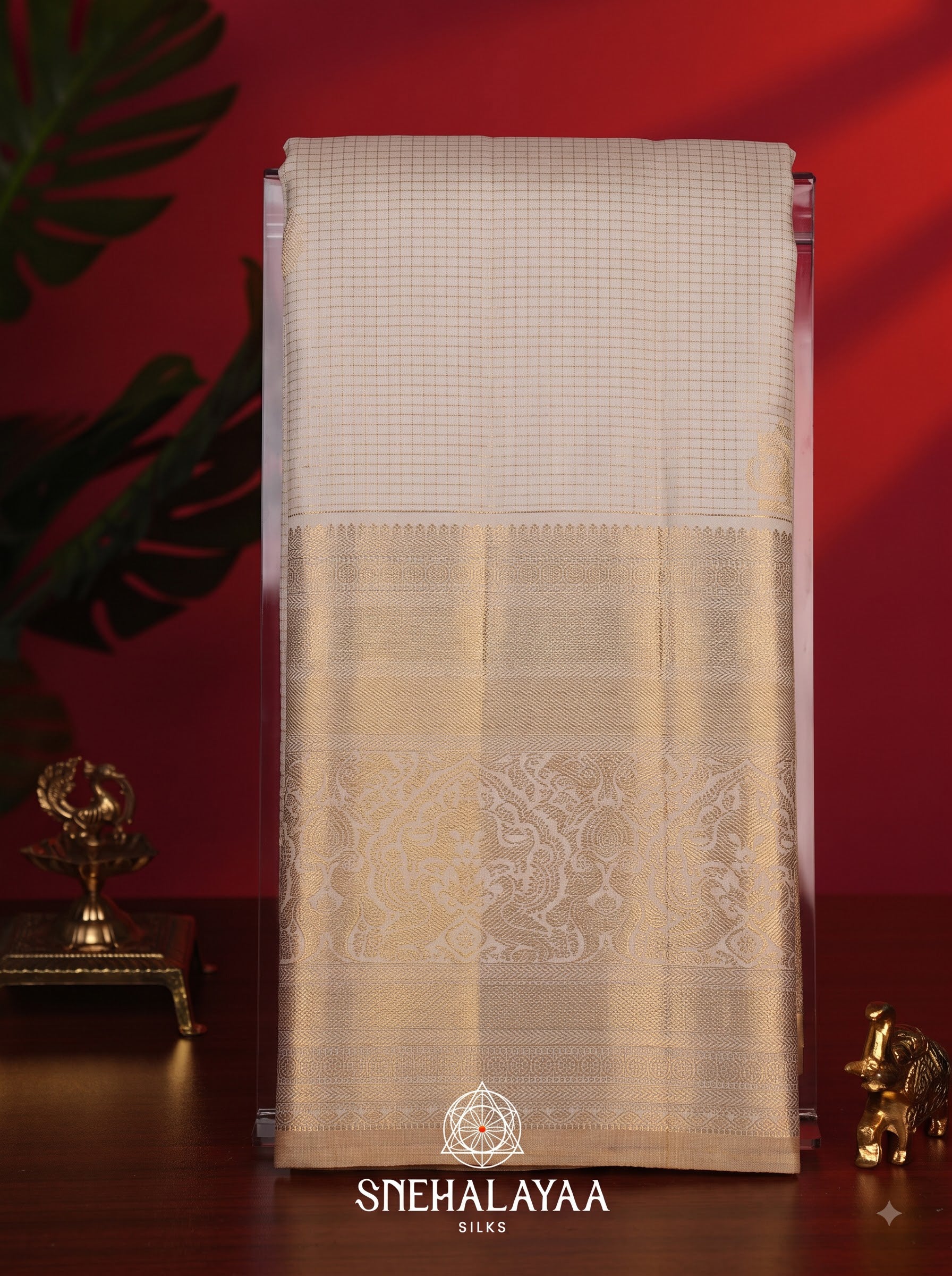 Cream Kanjivaram Silk Saree