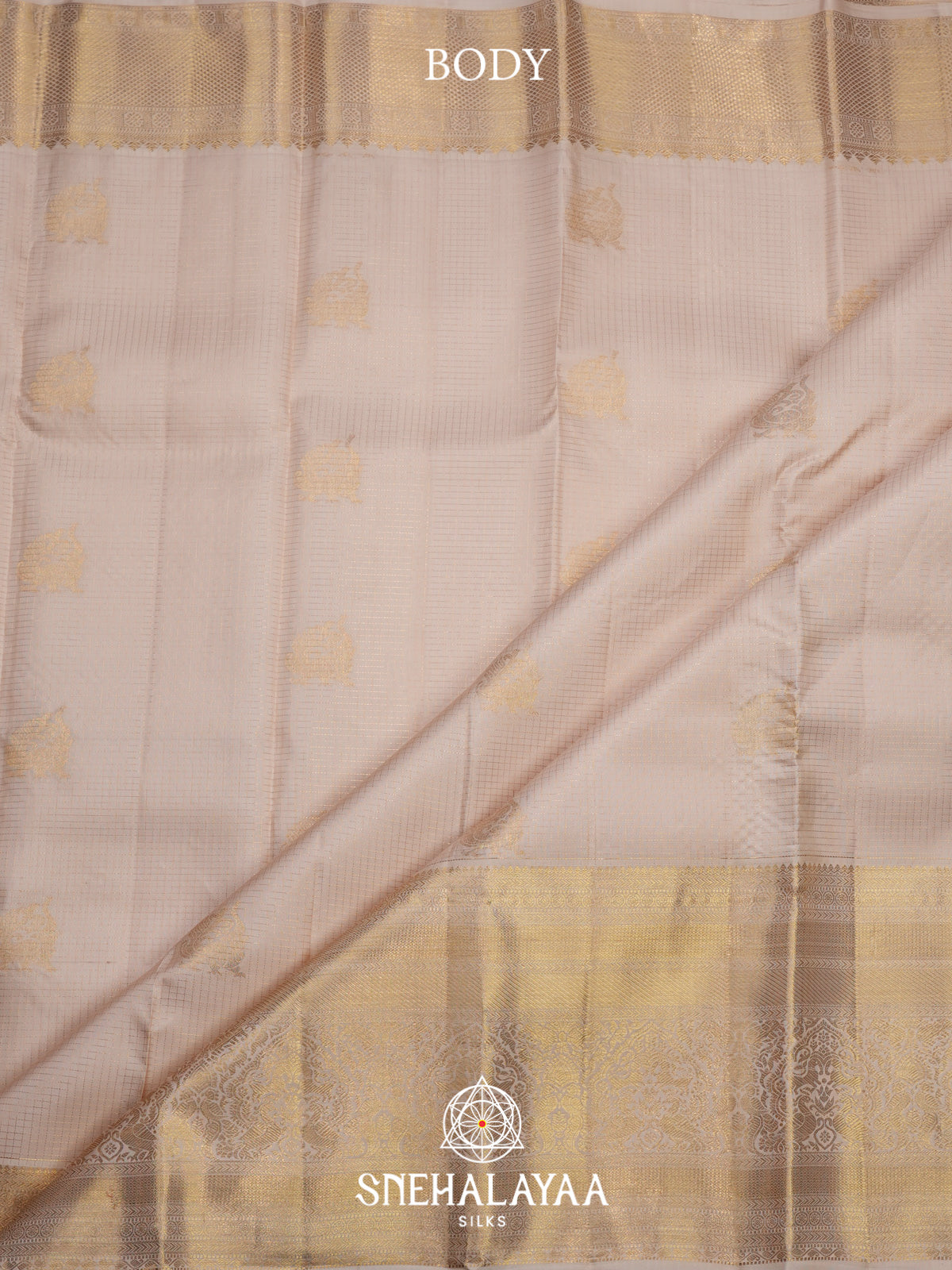 Cream Kanjivaram Silk Saree