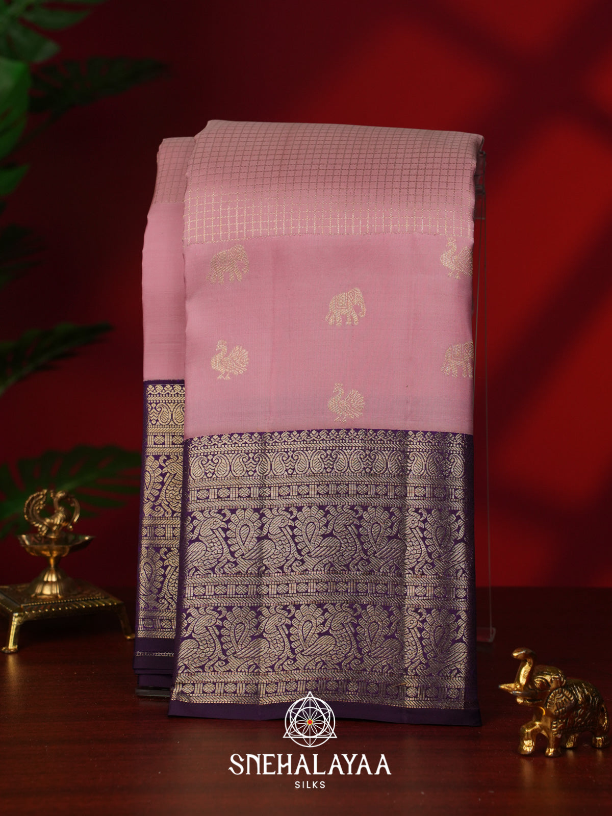 Mauve Pink Kanjivaram Silk Saree