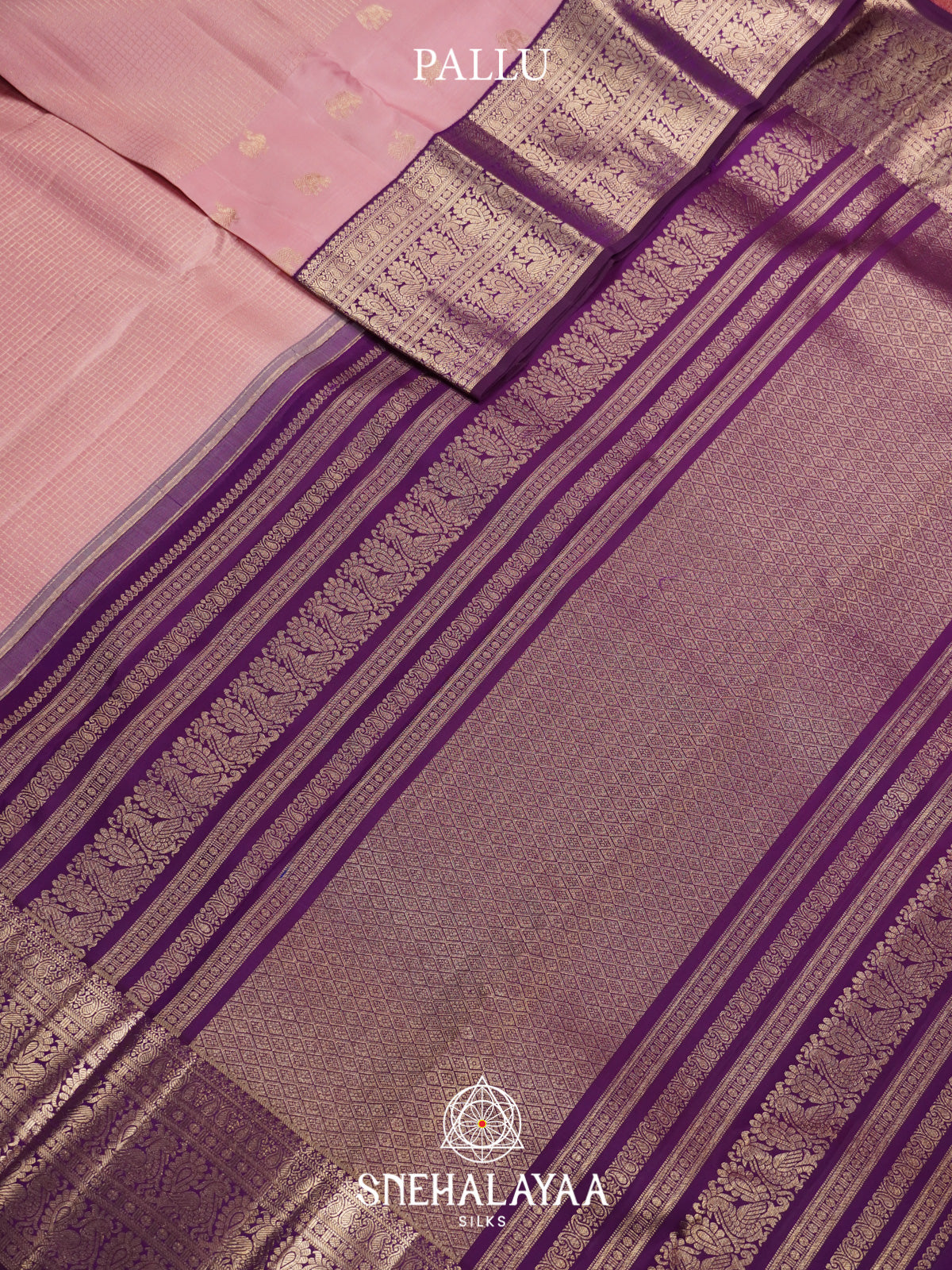Mauve Pink Kanjivaram Silk Saree