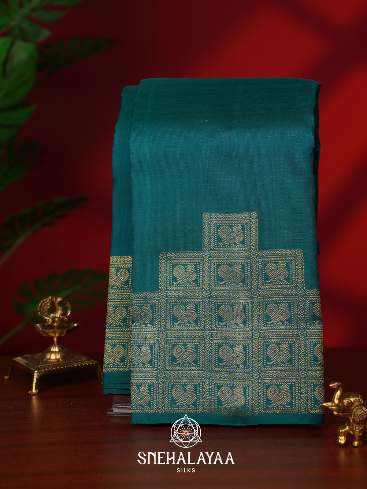 Teal Green Kanjivaram Silk Saree