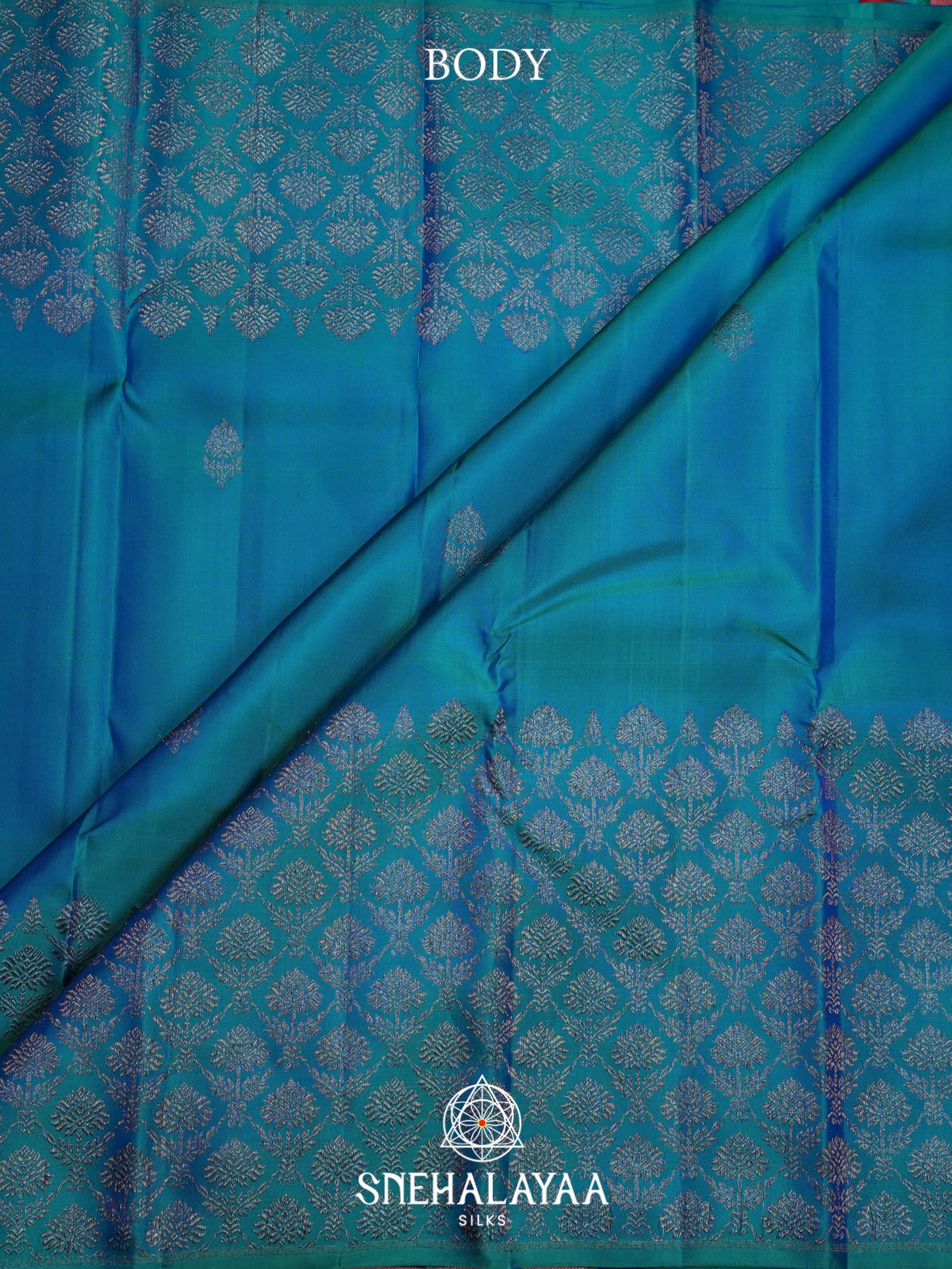 Peacock Blue Kanjivaram Silk Saree