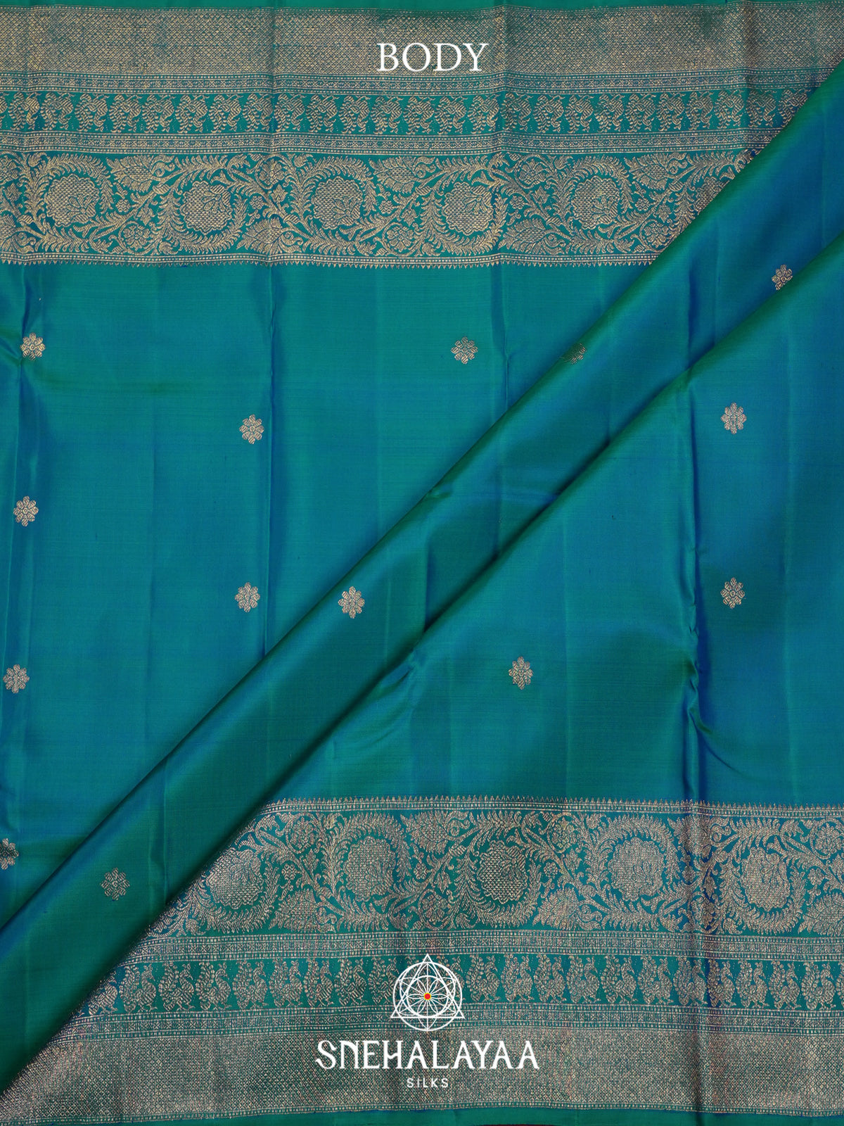 Peacock Blue Kanjivaram Silk Saree