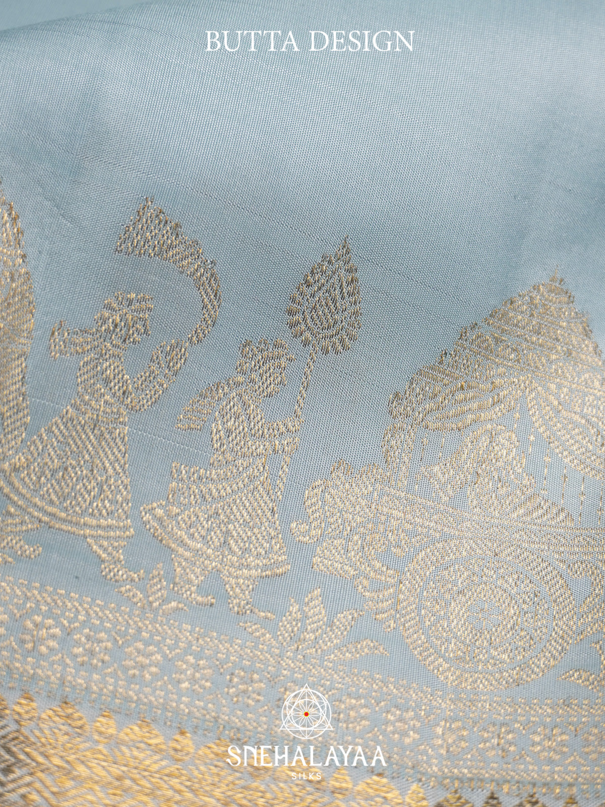Ice Blue Kanjivaram Silk Saree