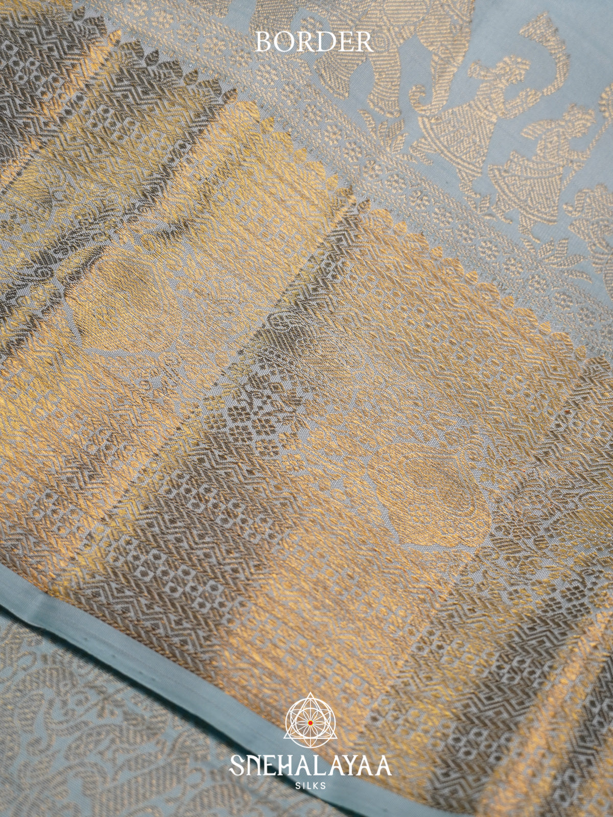 Ice Blue Kanjivaram Silk Saree
