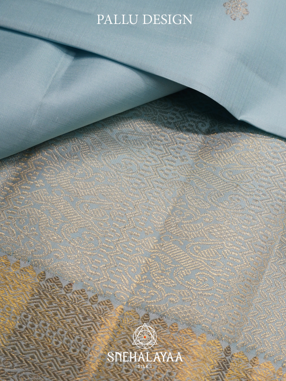 Ice Blue Kanjivaram Silk Saree
